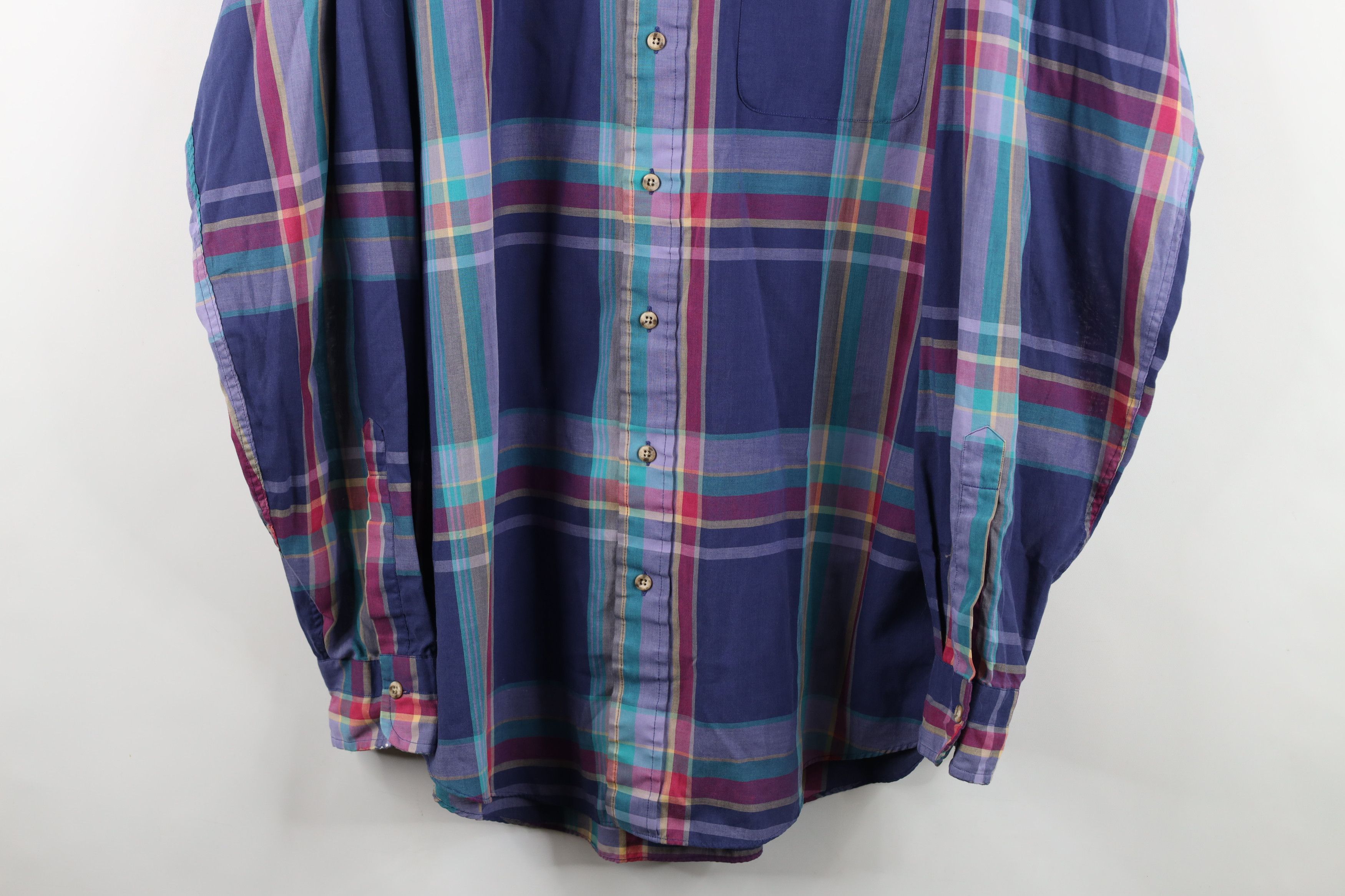 Vintage Vintage 90s Streetwear Madras Plaid Button Down Shirt Size US L / EU 52-54 / 3 - 3 Thumbnail