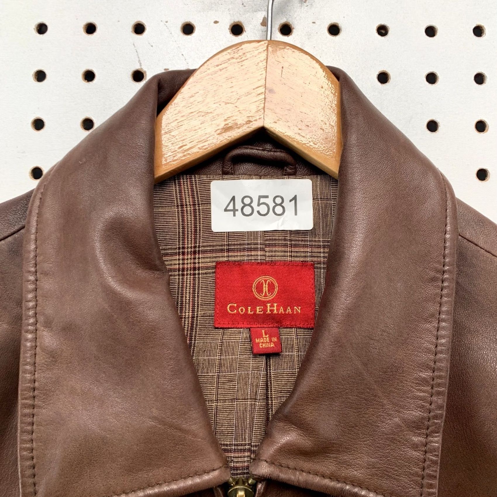 Cole Haan Cole Haan Leather Jacket Mens L Brown Lambskin Full Zip Plaid Lined Coat Size US L / EU 52-54 / 3 - 3 Thumbnail