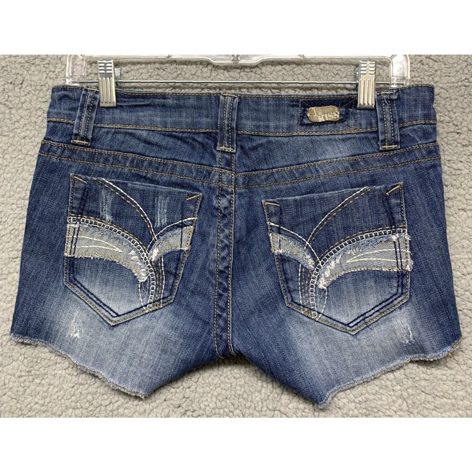 Denime 1st Kiss Blue Denim Shorts Junior Misses Stretch 31" Waist 7" Low Rise Regular Womens Jeans Shorts Summer Boy/Girls? Size 26" / US 2 / IT 38 - 5 Thumbnail