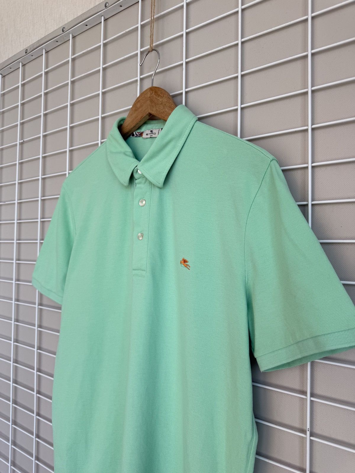 Etro Etro Milano Mint Green Polo Shirt Mens Size L Logo Size US L / EU 52-54 / 3 - 4 Thumbnail