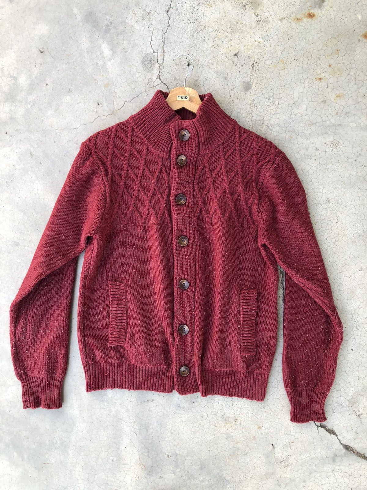 Aran Isles Knitwear Vintage Maron Cardigan Knitting Jumper With Pocket Size US S / EU 44-46 / 1 - 1 Thumbnail