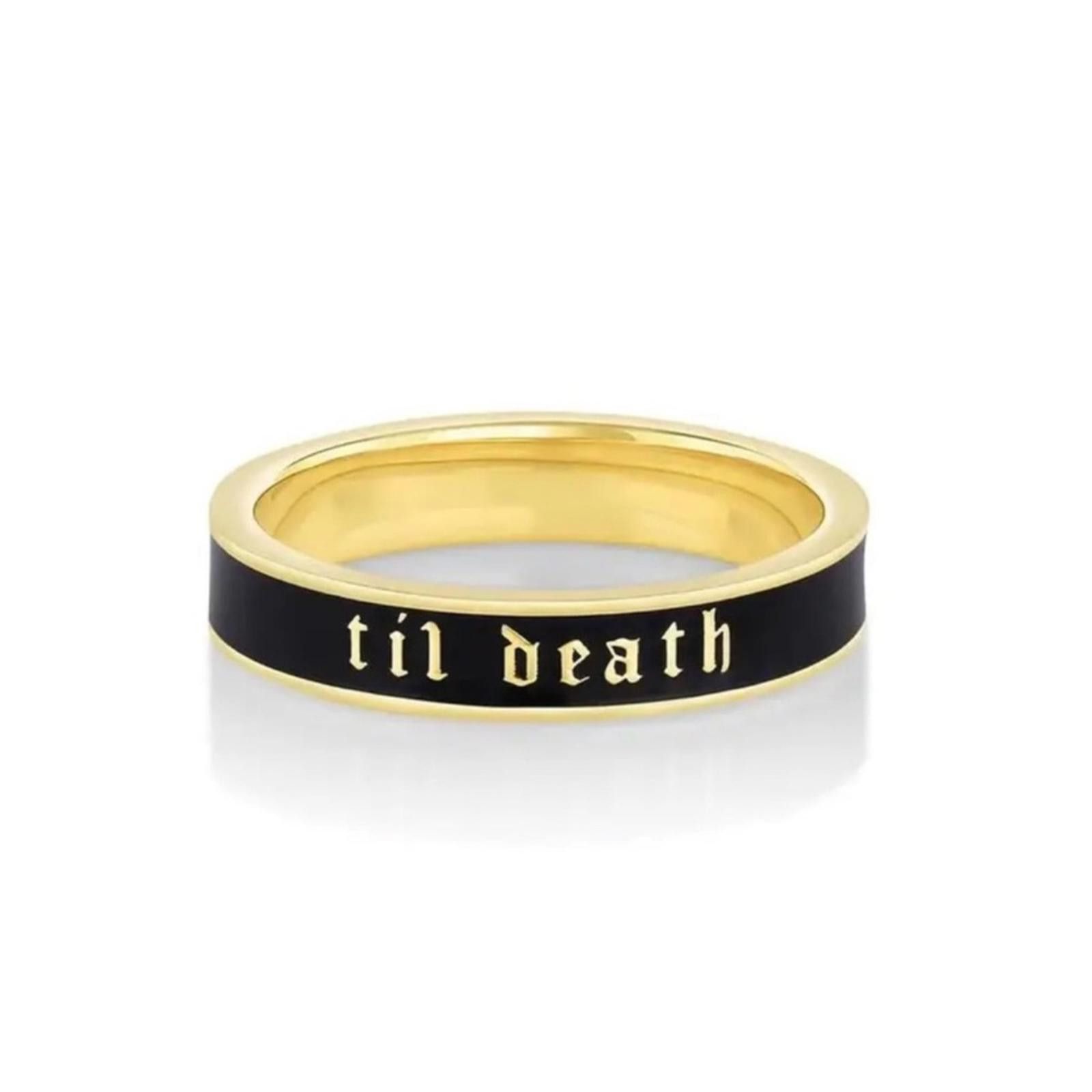 Designer TIL DEATH Gold and Black Bridal Band Size 9 Size ONE SIZE - 3 Thumbnail