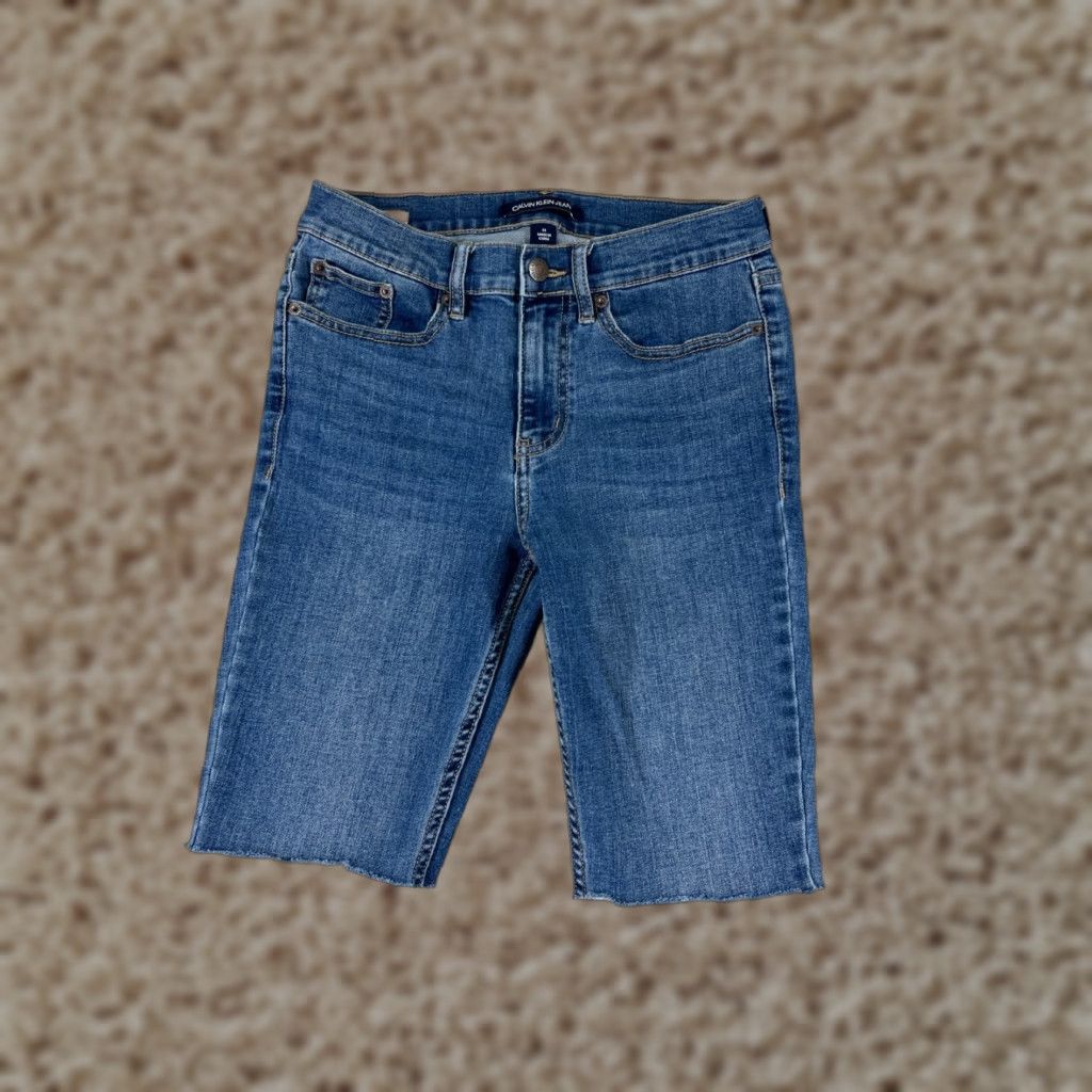 Calvin Klein Calvin Klein Shorts Womens Blue Denim Mid Rise 25x9 Cut-Off 26 Cotton Stretch Casual Beach 90s Womens Size 26" / US 2 / IT 38 - 1 Thumbnail