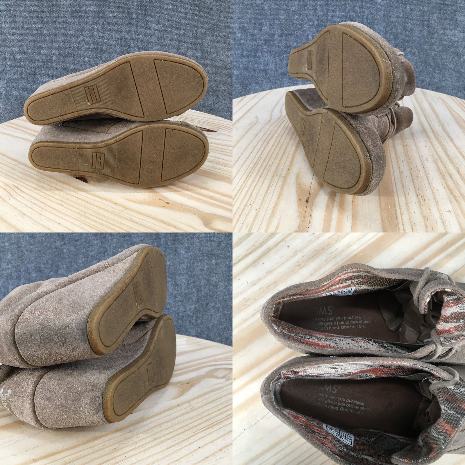 Toms TOMS Boots Womens 8.5 M Ankle Bootie Brown Leather Side Zip Wedge Heels Casual Size US 9 / IT 39 - 9 Thumbnail