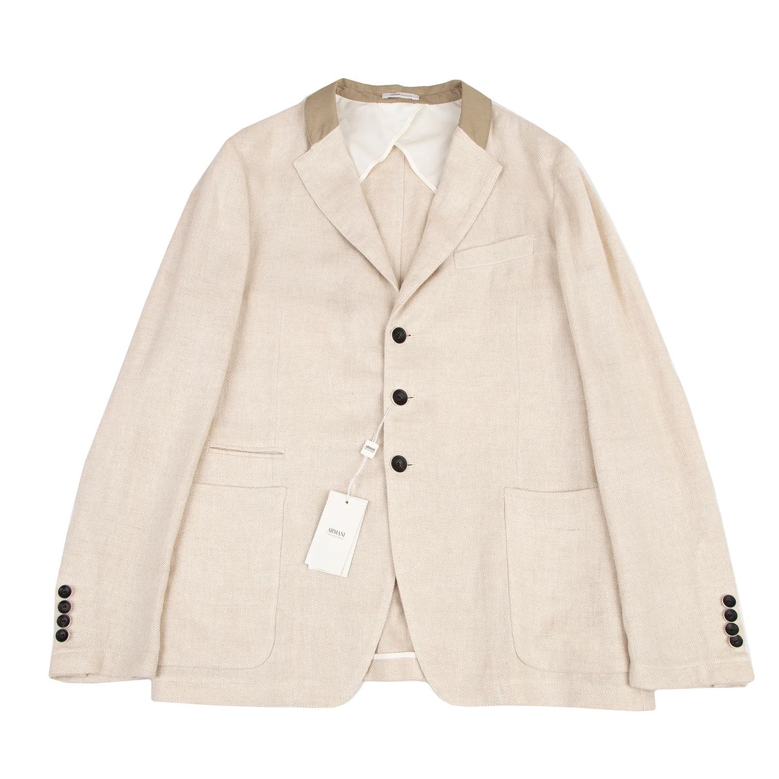 Armani Collezioni Linen 3-Button Jacket in Ivory Size 52 Size US XXS / EU 40 - 1 Thumbnail