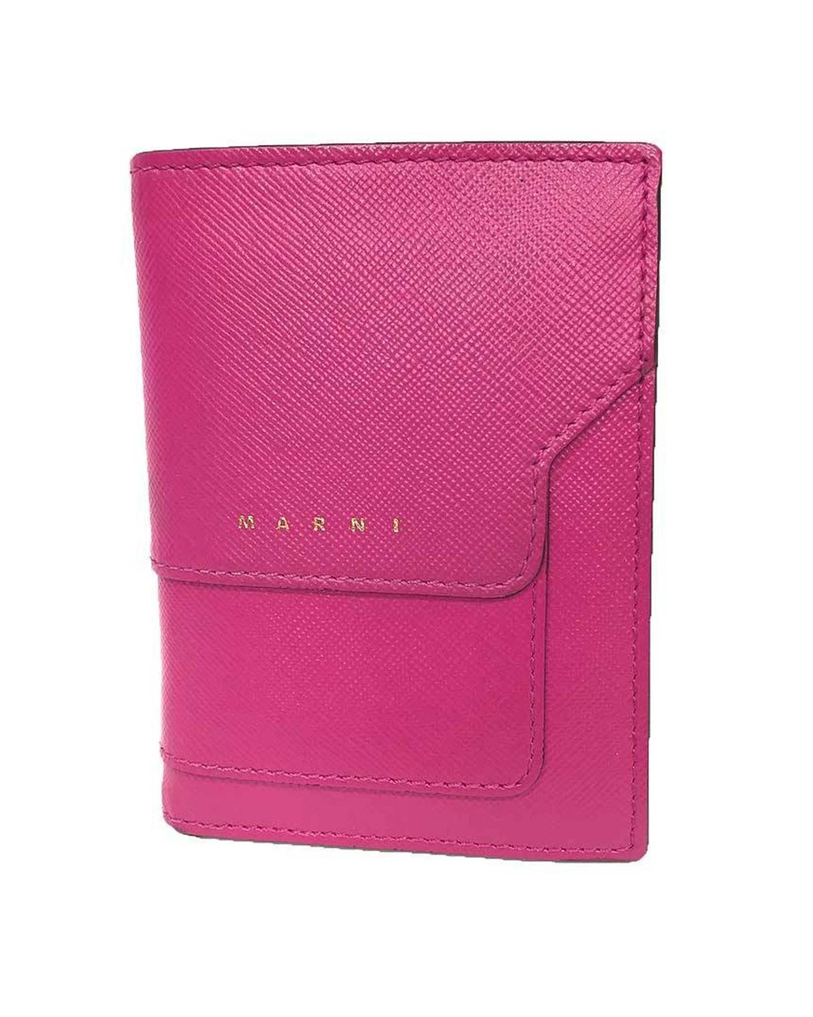 image of Premium Pink Leather Bi-Fold Wallet By Marni, Women's
