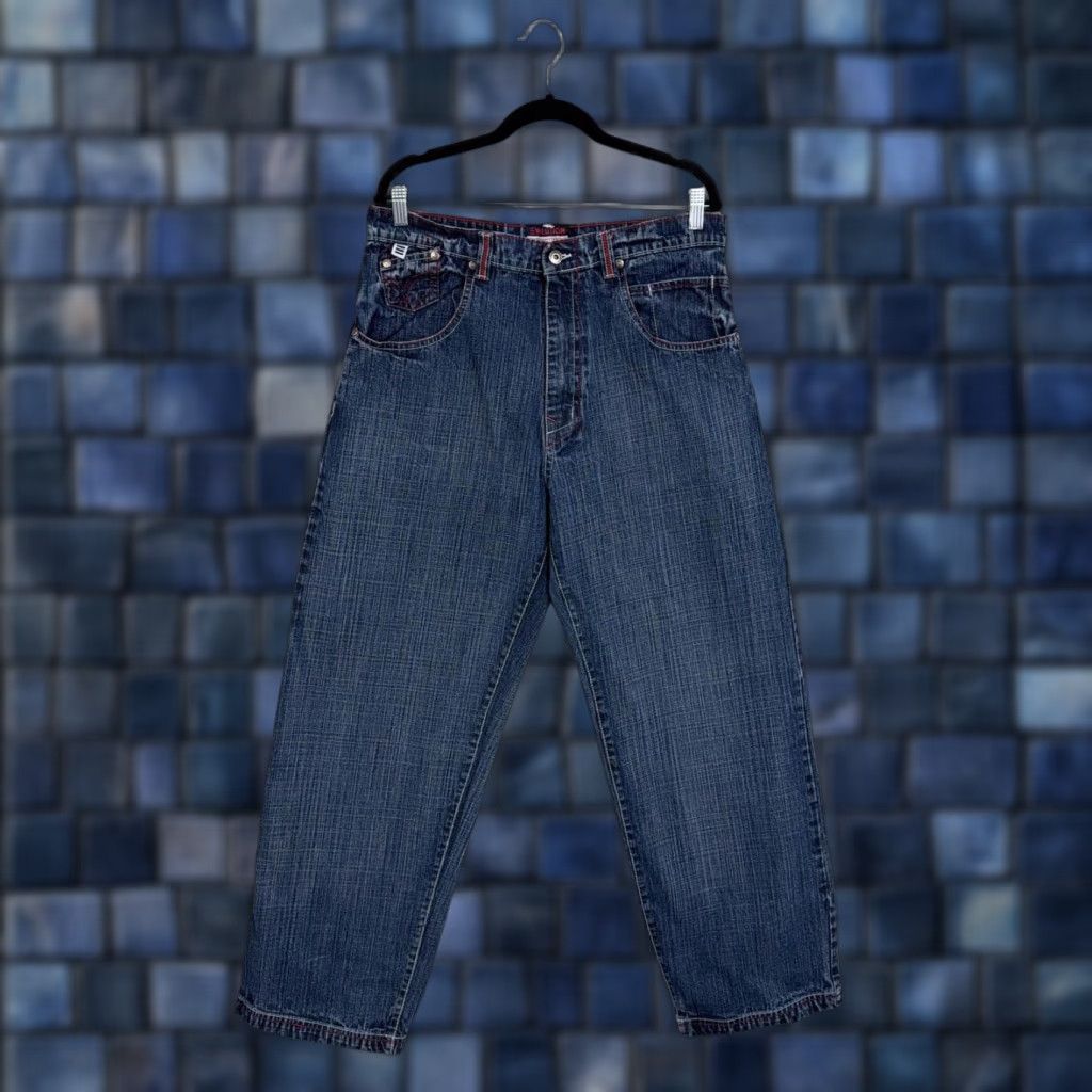 Vintage VINTAGE Evolution Jeans Mens 34x32 Blue Relaxed Fit Straight Baggy Y2K - Mens Jeans, Blue, 34x32, Relaxed Straight, 100% Cotton Size US 34 / EU 50 - 1 Thumbnail