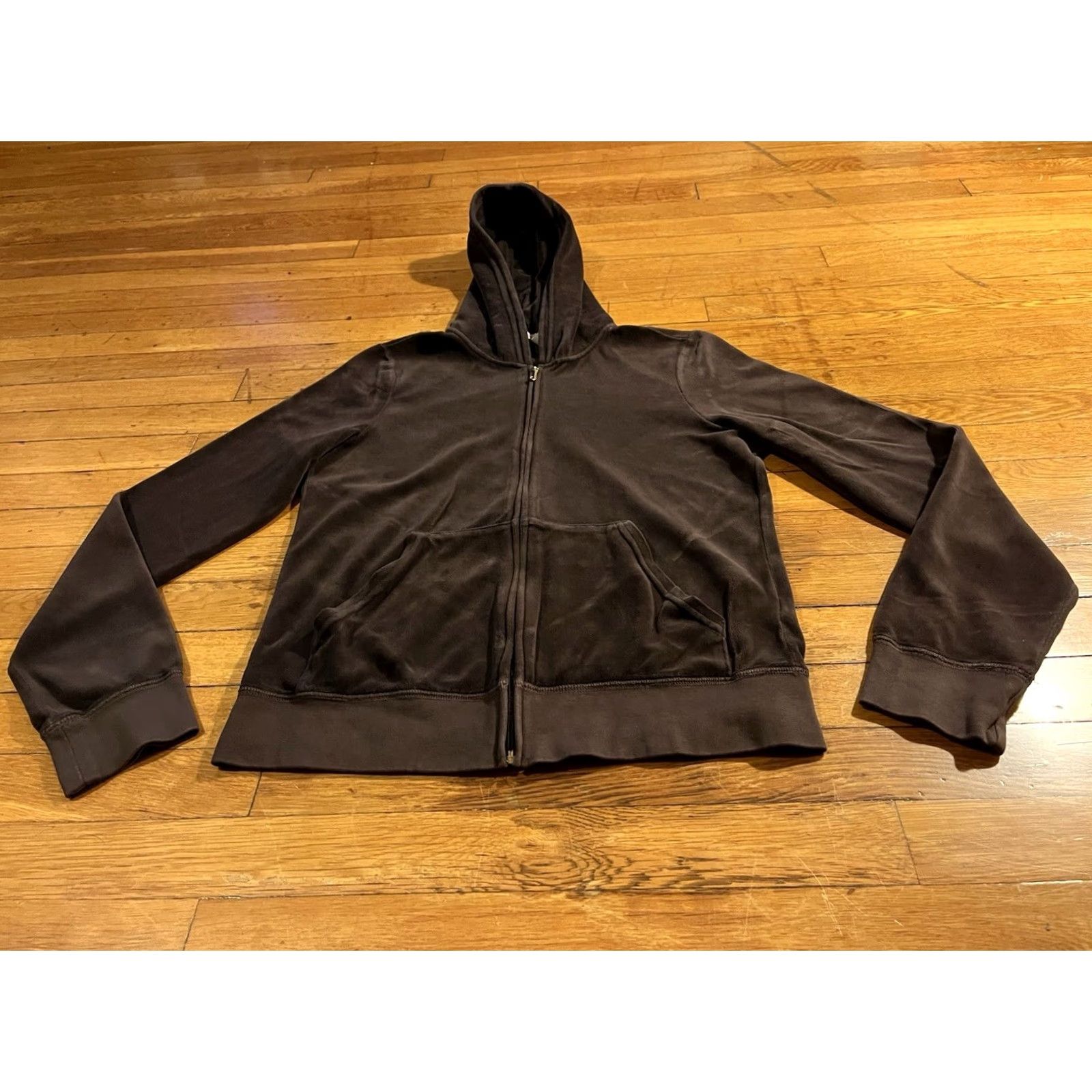 Juicy Couture VINTAGE Juicy Couture Velour Hoodie Women’s XL Brown Full Zip Hooded Pockets 90s Designer Logo Womens Size XL / US 12-14 / IT 48-50 - 2 Thumbnail