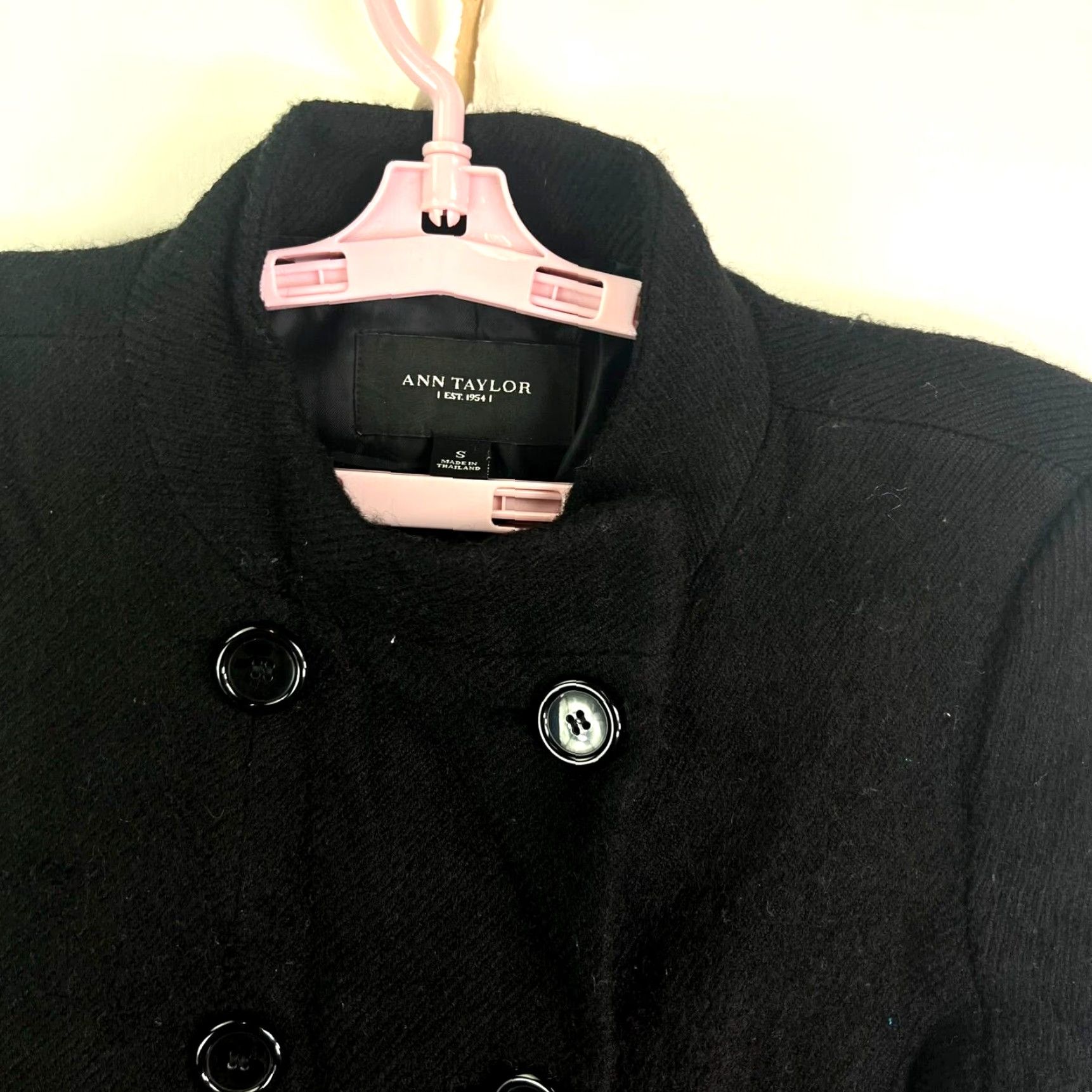 Anne Klein VINTAGE Anne Klein Pea Coat Women S Black 100% Wool Button Closure Collared Lined Pockets Short Jacket Women Size S / US 4 / IT 40 - 2 Thumbnail