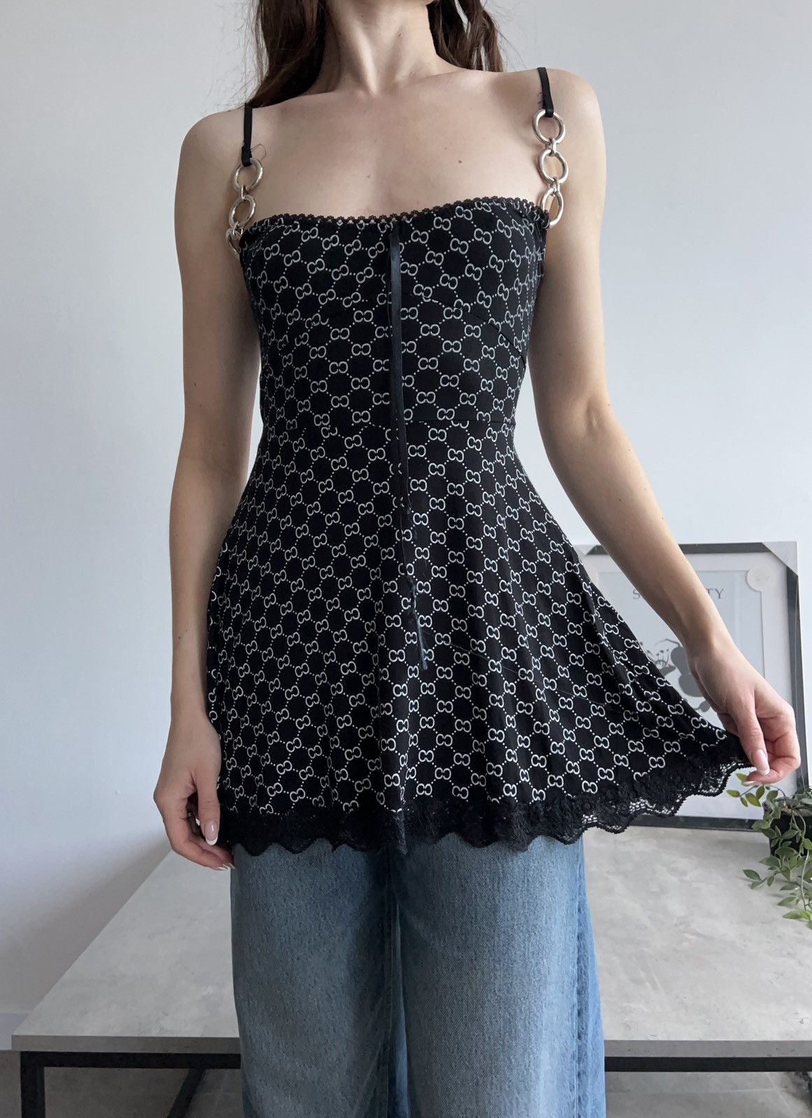 Vintage Gorgeous Italian Vintage Top / Mini dress like Guess Y2K Size S / US 4 / IT 40 - 1 Thumbnail