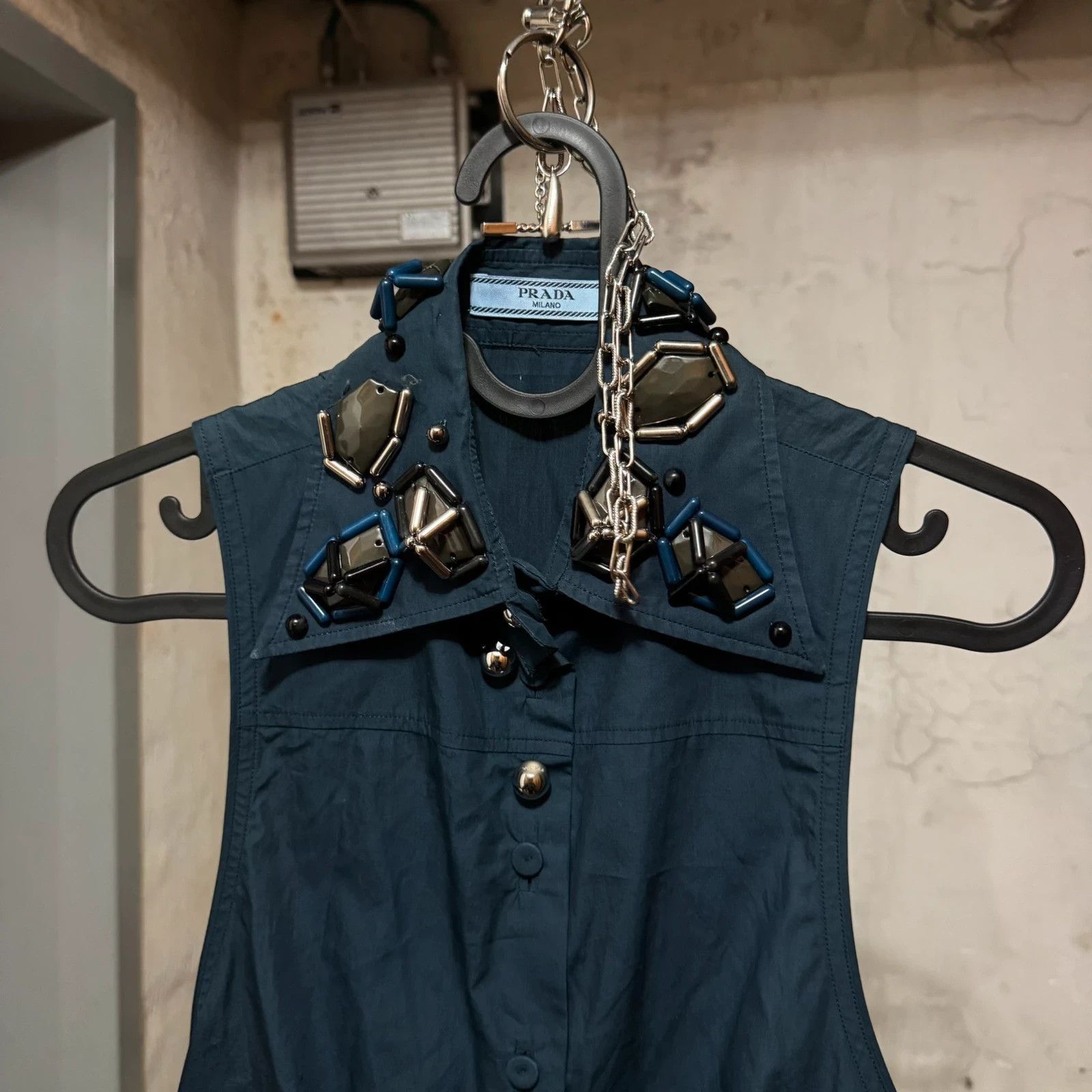 Prada F/W 2012 Prada sleeveless shirt with jeweled embellishments Size S / US 4 / IT 40 - 3 Thumbnail