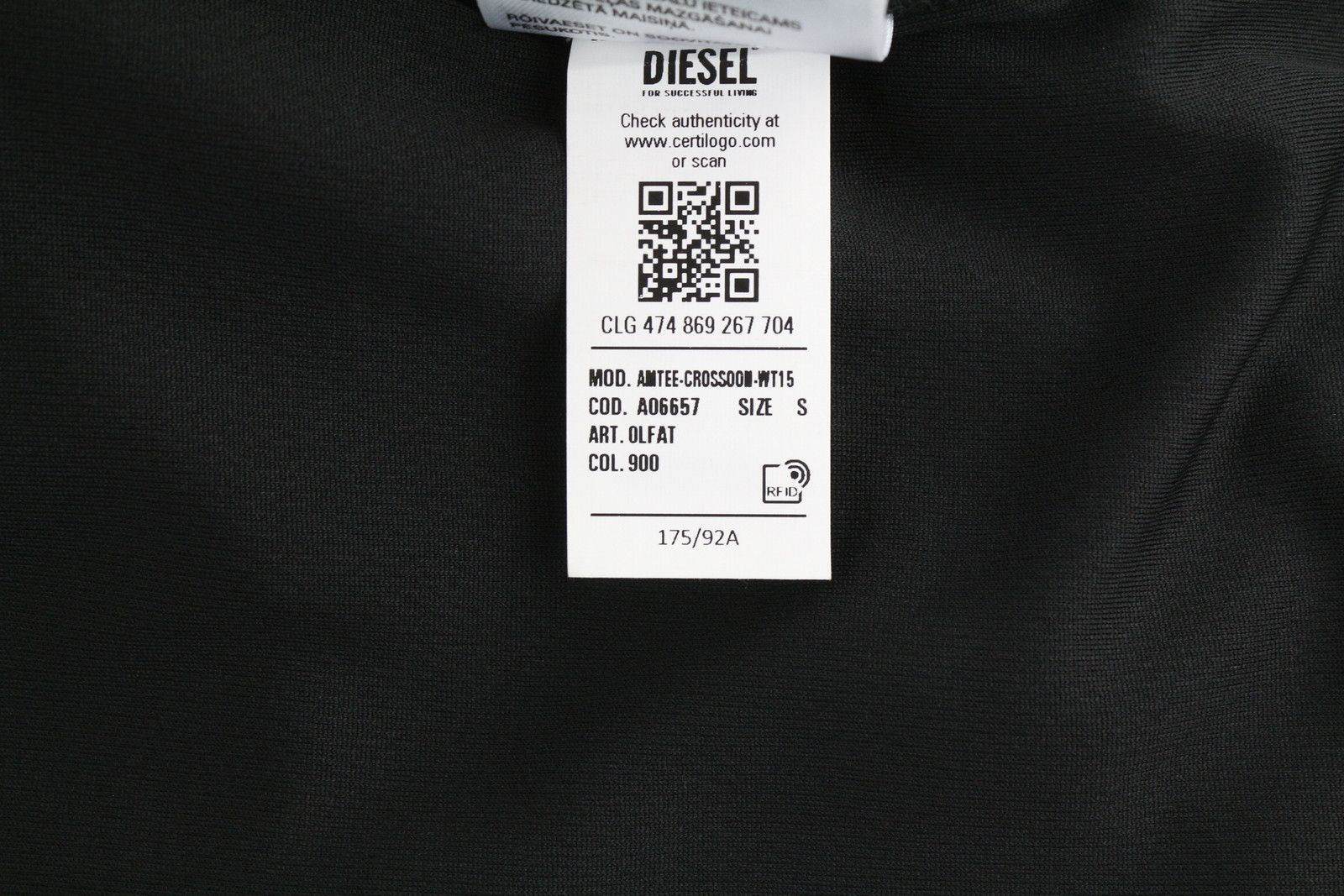 Diesel AMTEE-CROSSOON-WT15 S Black 55DSL Jersey T-Shirt 84114 Size US S / EU 44-46 / 1 - 10 Thumbnail