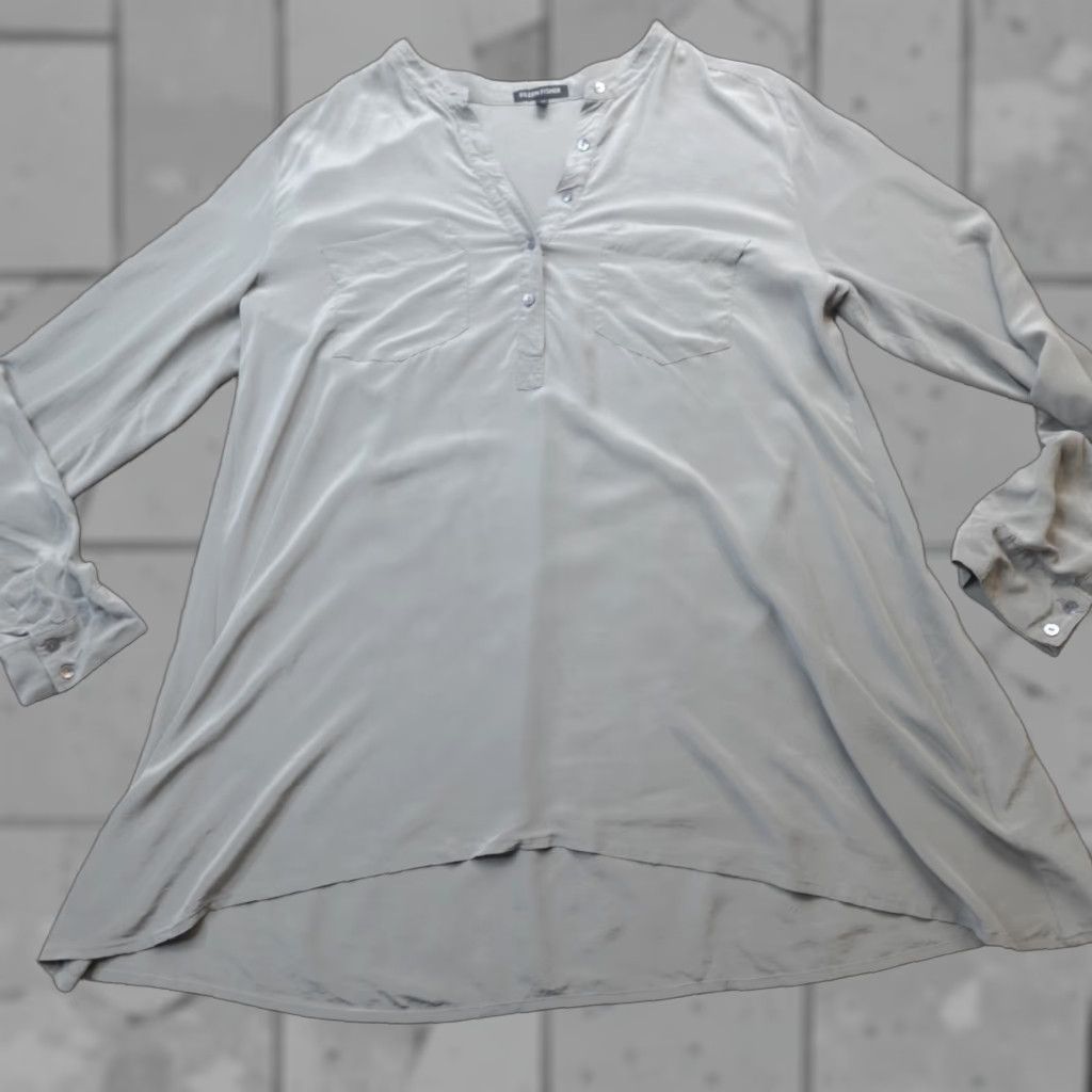 Eileen Fisher Eileen Fisher Womens Blouse Top M Gray Silk 100% Chiffon Long Sleeve Pullover Casual Basic Relaxed Modern Style Mens Girls? Size M / US 6-8 / IT 42-44 - 1 Thumbnail