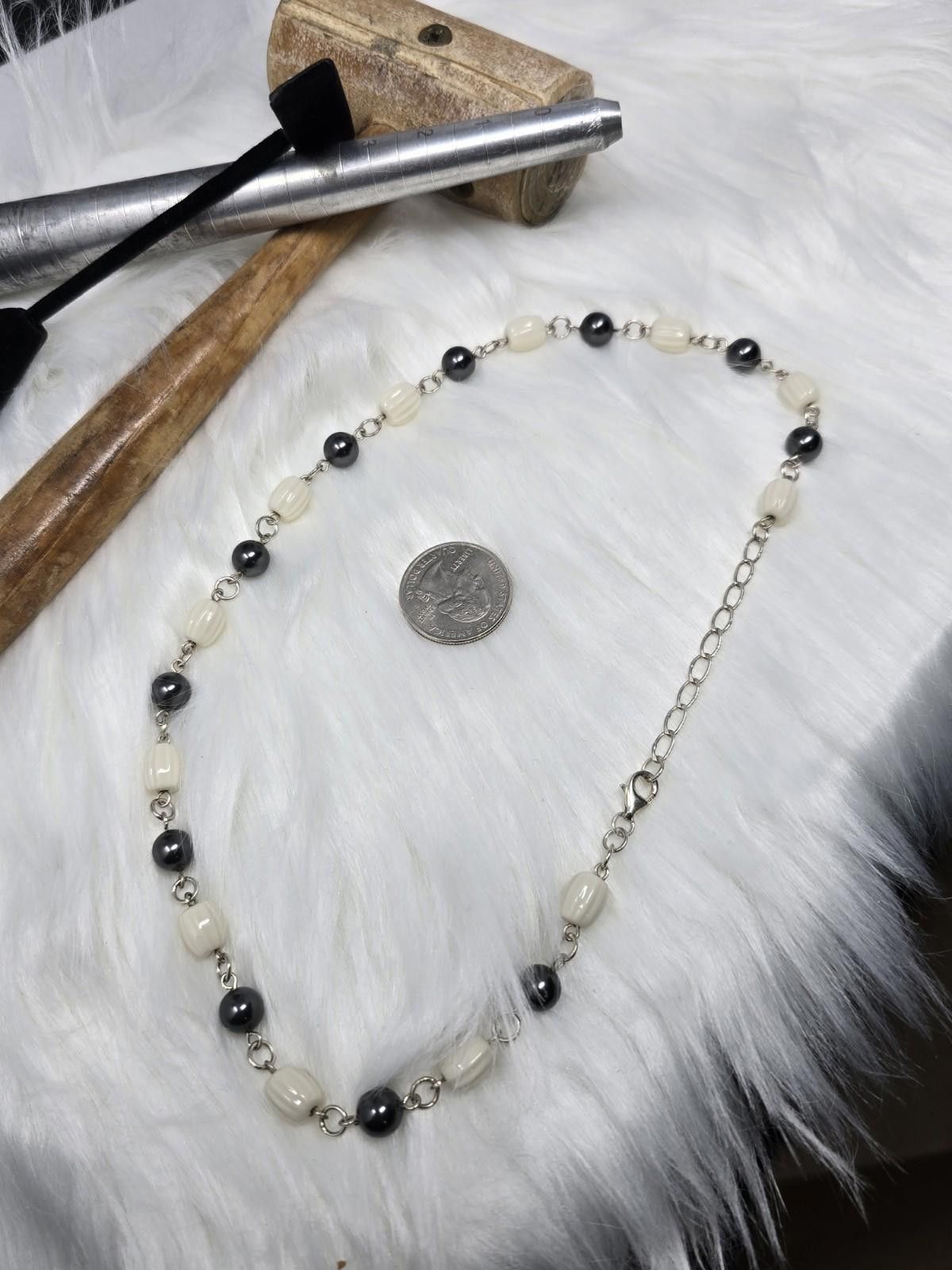Other Lenox 925 Sterling Black White Bead Necklace 18.75" Size ONE SIZE - 3 Thumbnail