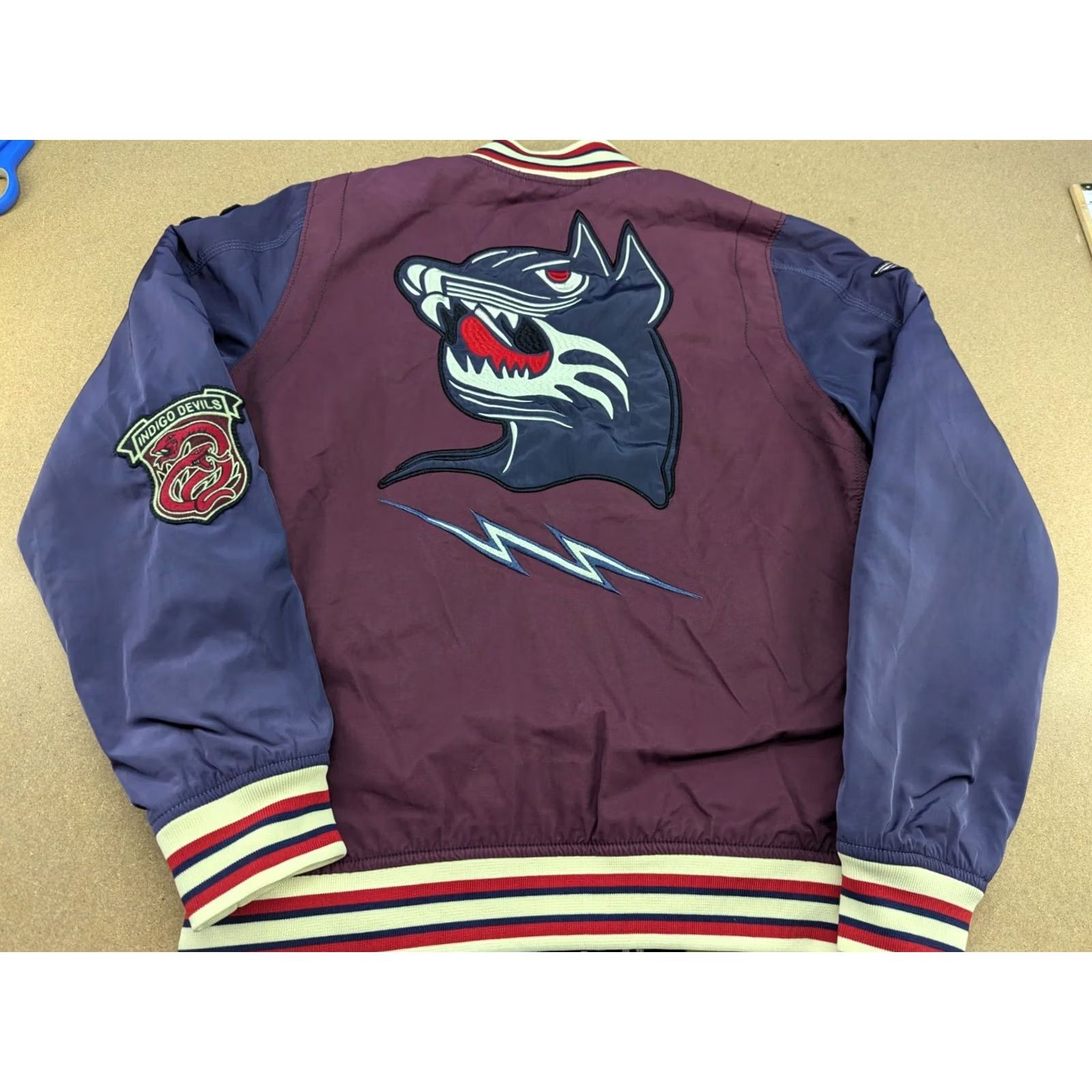 Diesel Diesel J-Tendency Varsity Jacket Mens Size S Indigo Devils Bomber Red Blue Small Jacket Size US S / EU 44-46 / 1 - 2 Thumbnail