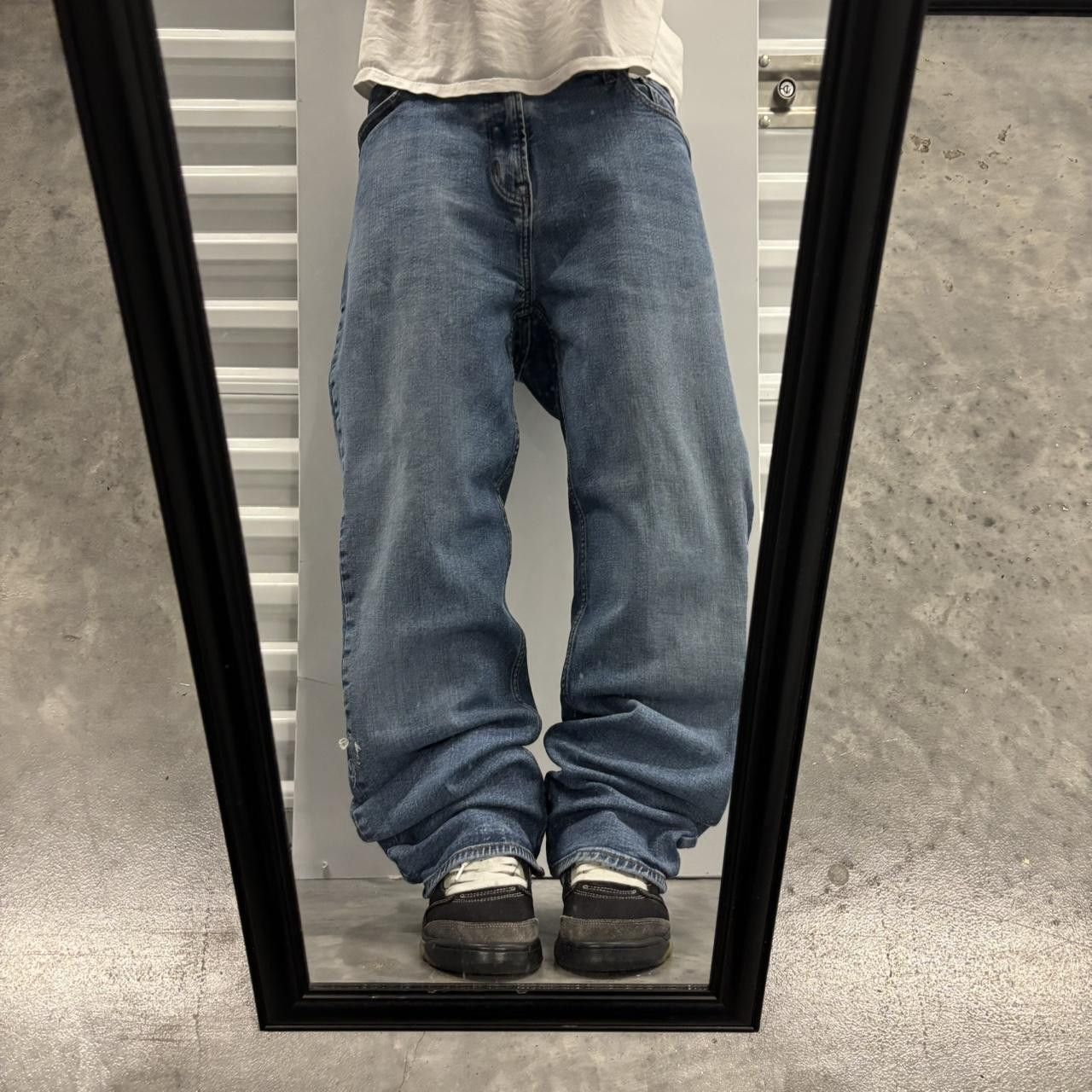 Japanese Brand × Vintage Crazy Vintage Y2K/2000s Grunge Faded Medium Wash Loose Fit Denim Jeans! Size US 36 / EU 52 - 1 Thumbnail
