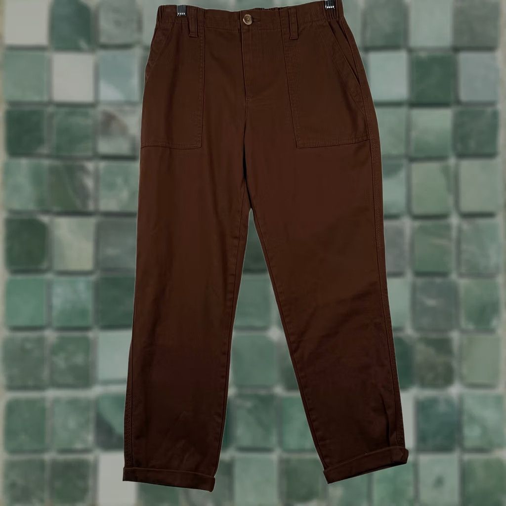 Old Navy Old Navy Easy Chino Brown Espresso Bark High Rise Elastic Back Utility S Womens Size ONE SIZE - 1 Thumbnail