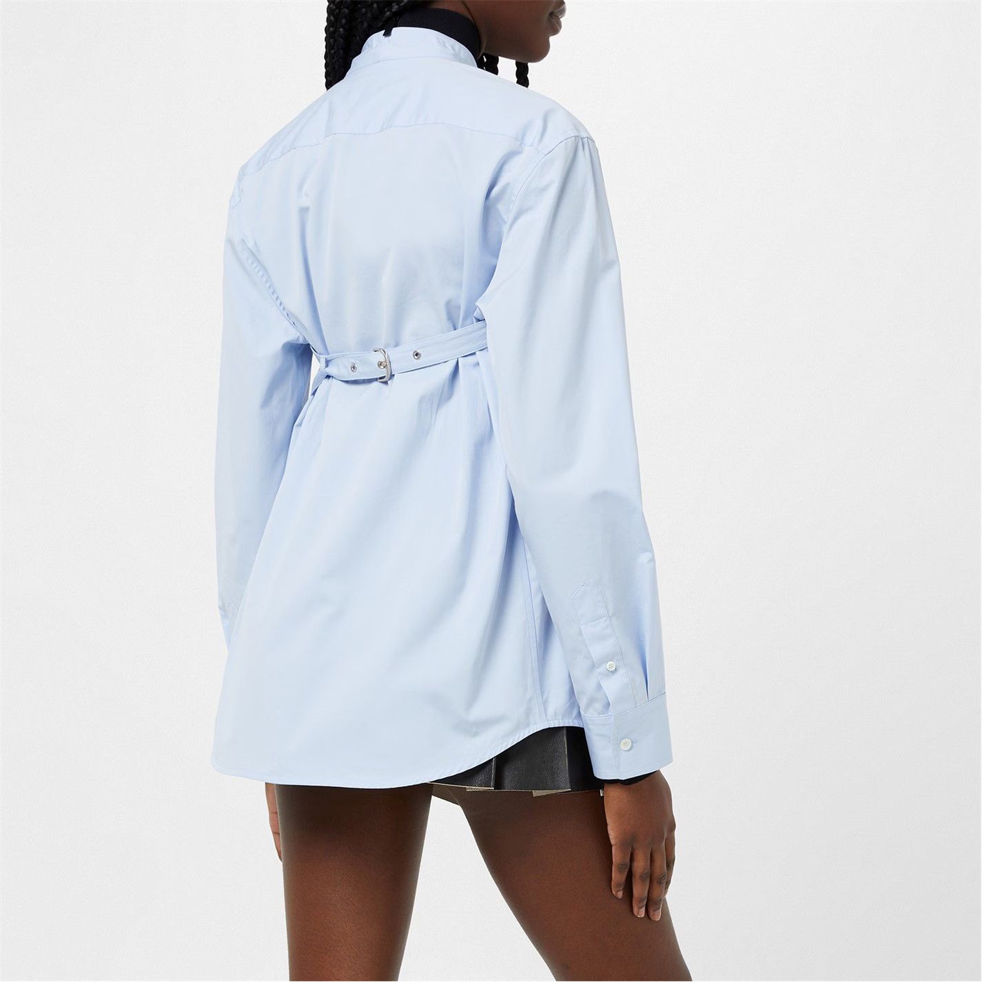 Off-White o1g2r1mq0125 Cross Collar Shirt in Light Blue Size L / US 10 / IT 46 - 4 Thumbnail