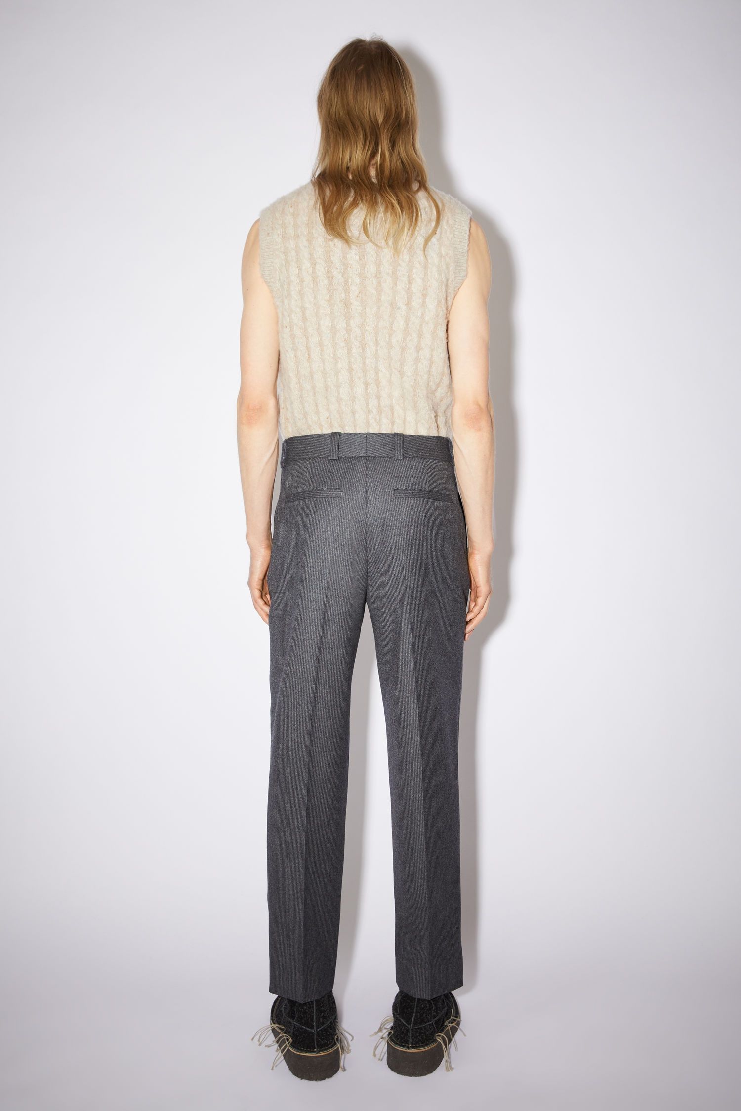 Acne Studios 46/S - Pinstriped Trousers In Grey Melange - 100% Wool Size US 30 / EU 46 - 3 Thumbnail