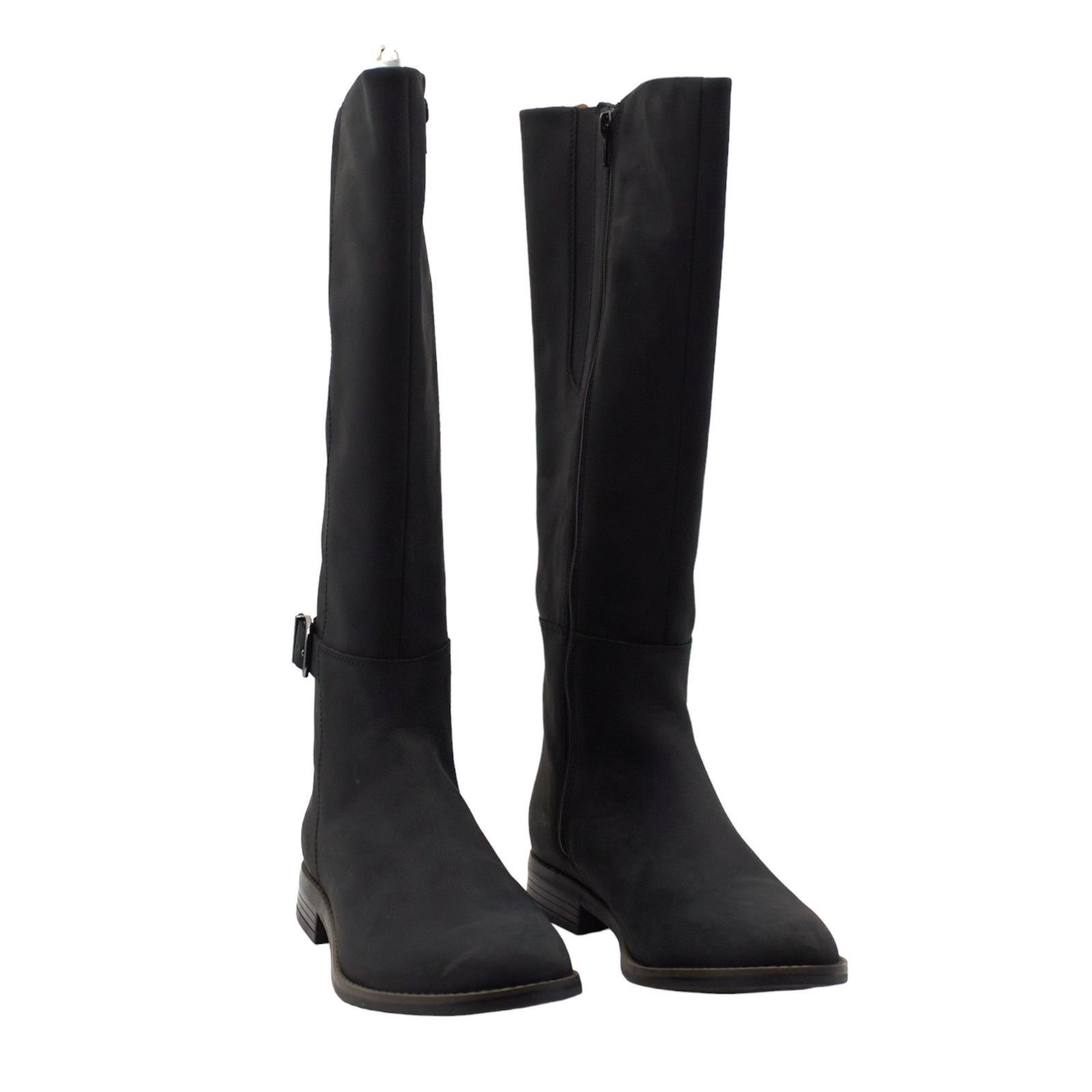 image of Clarks Women S Collection Camzin Branch Tall Regular Calf Bo Shoes in Black Leather (Size 9)