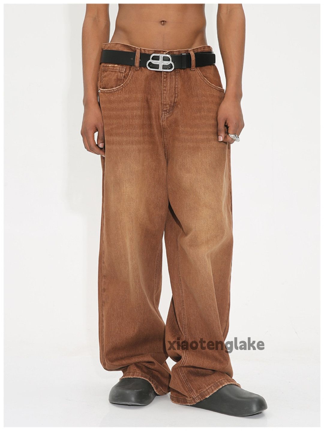 Jean Unisex washed faded loose baggy skate hiphop jeans Size US 28 / EU 44 - 7 Thumbnail