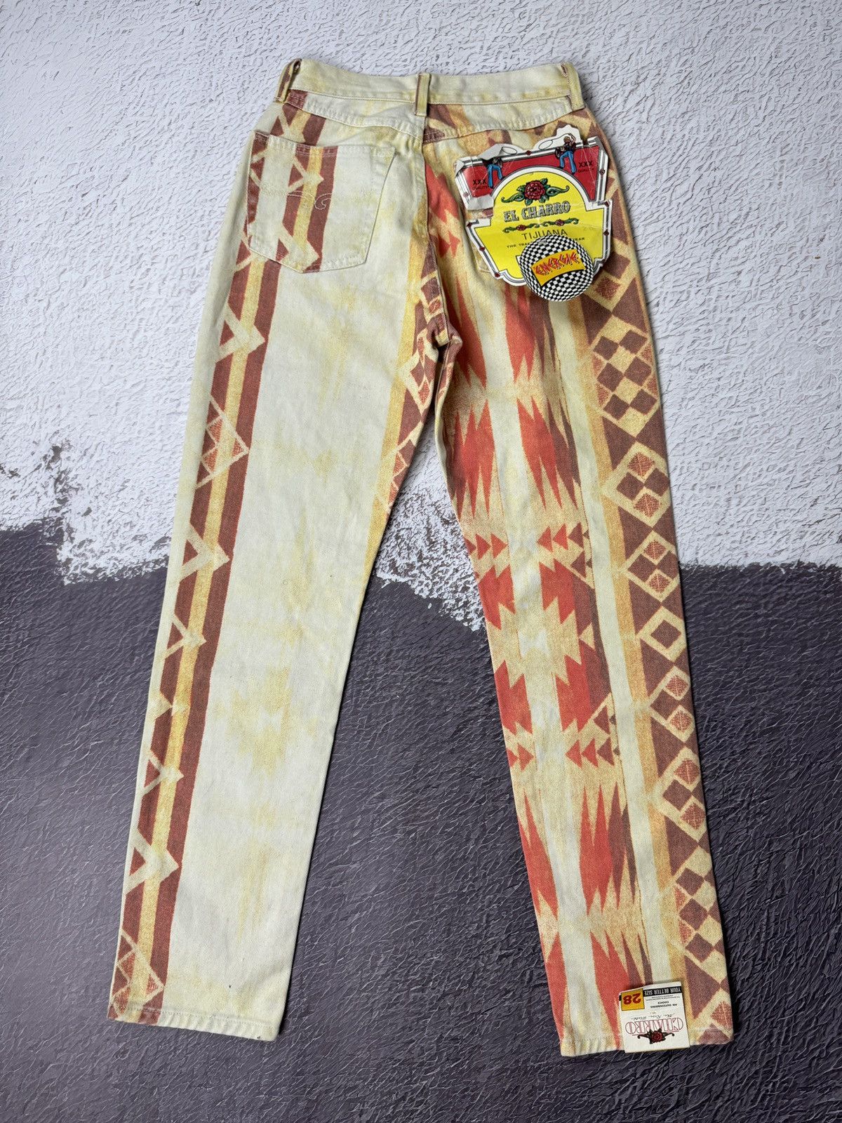 Vintage El Charro Tijuana BNWT allover pattern denim jeans pants Size 26" / US 2 / IT 38 - 2 Thumbnail