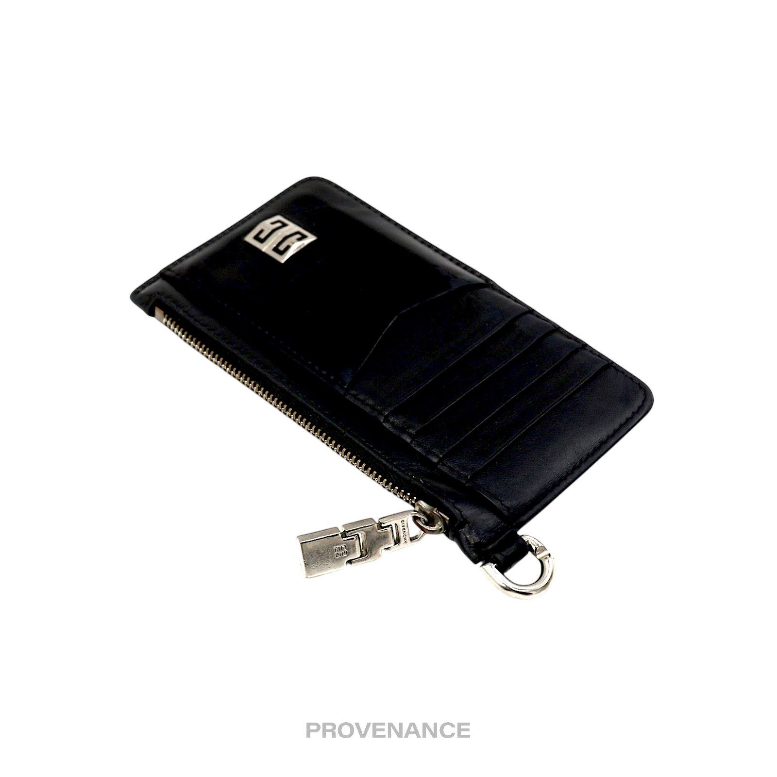 Givenchy 🔴 Givenchy 4G Logo Zip Card Holder Wallet - Black Leather Size ONE SIZE - 5 Thumbnail