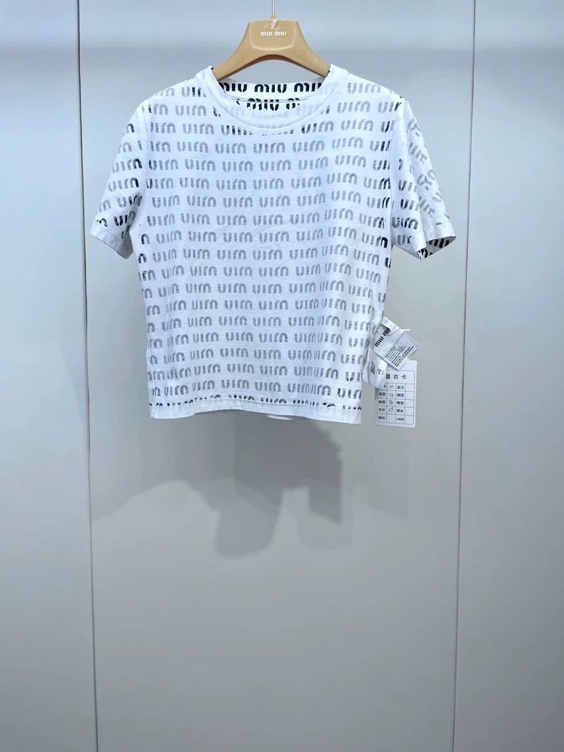 Prada Miu Miu Black and White Graphic TShirt-2506 Size M / US 6-8 / IT 42-44 - 5 Thumbnail