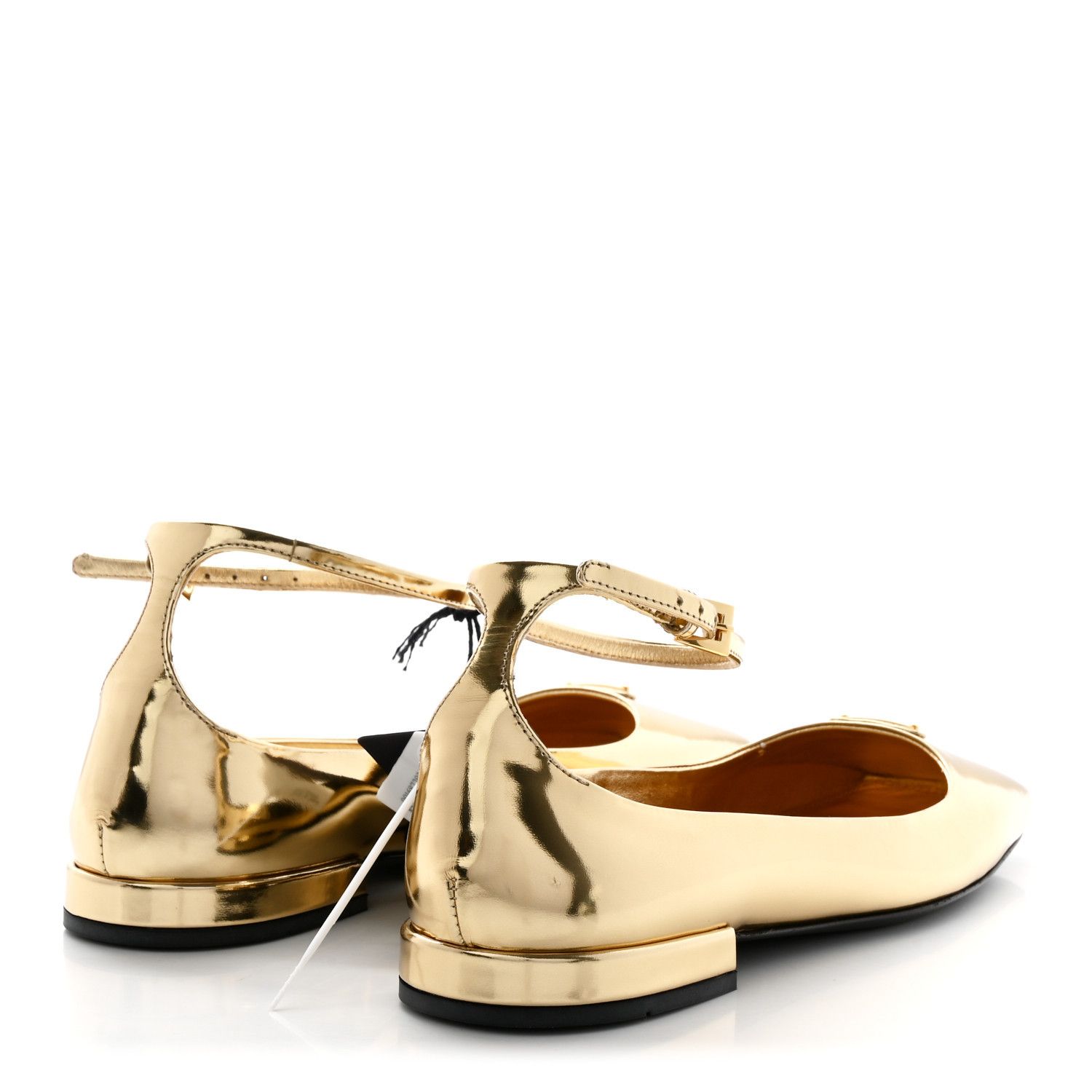 Prada o1w1db11124 Triangle Logo Patience Leather Ballerina in Gold Size US 9 / IT 39 - 4 Thumbnail