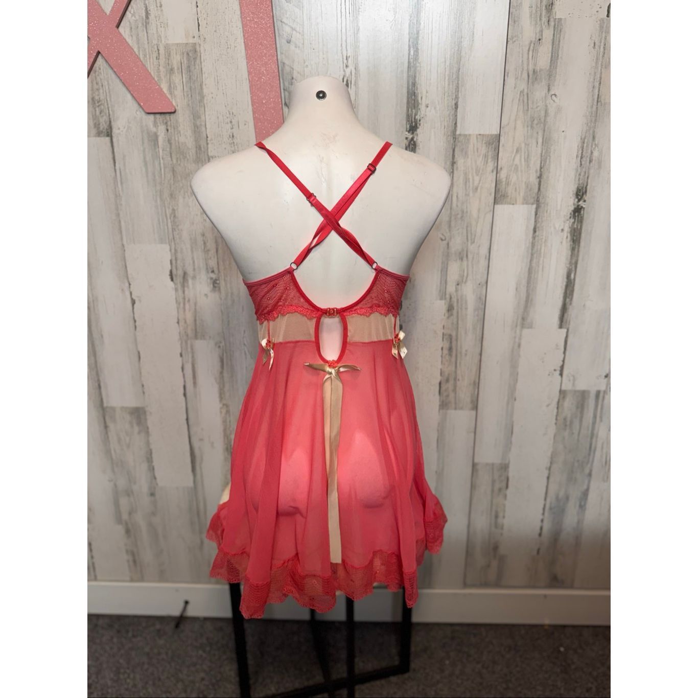 Other Women’s pink Lace Babydoll Lingerie Chemise Crisscross Back Size XL / US 12-14 / IT 48-50 - 5 Thumbnail