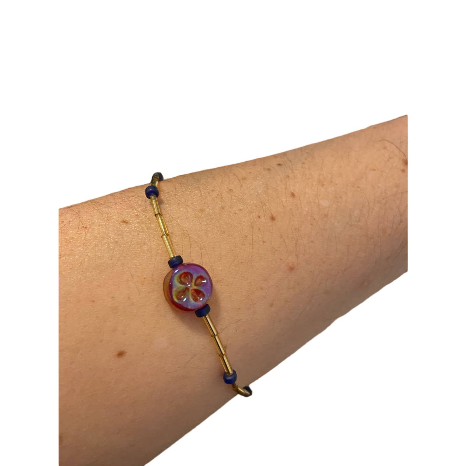 Handmade bead Anklet Iridescent Size ONE SIZE - 1 Thumbnail