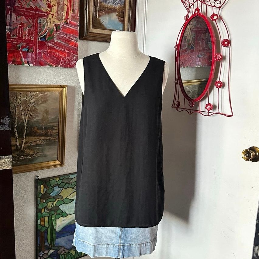 Other pleione black v neck tank top cinched Size S / US 4 / IT 40 - 1 Thumbnail