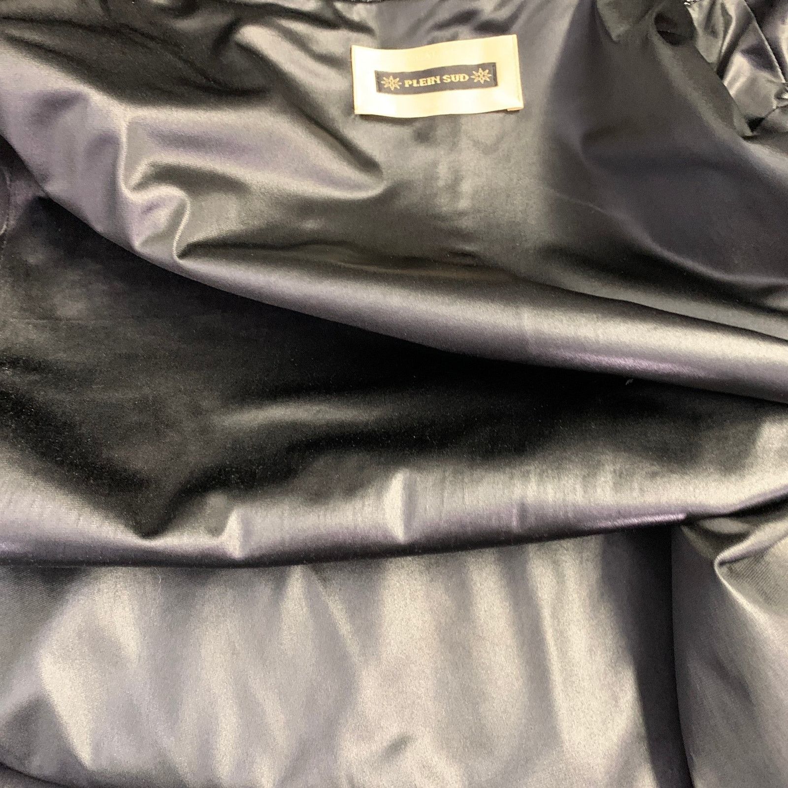 plein sud PLEIN SUD Size 10 Black Glitter Polyamide Blend Hooded Coat Size L / US 10 / IT 46 - 9 Thumbnail