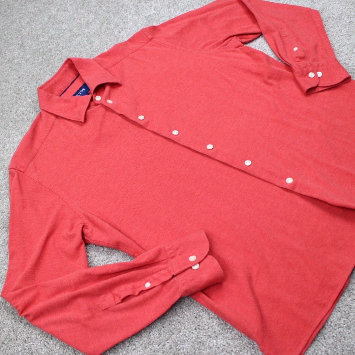 Eton ETON Shirt Men XL Red 100% Cotton Twill Long Sleeve Button-Up Size US XL / EU 56 / 4 - 6 Thumbnail