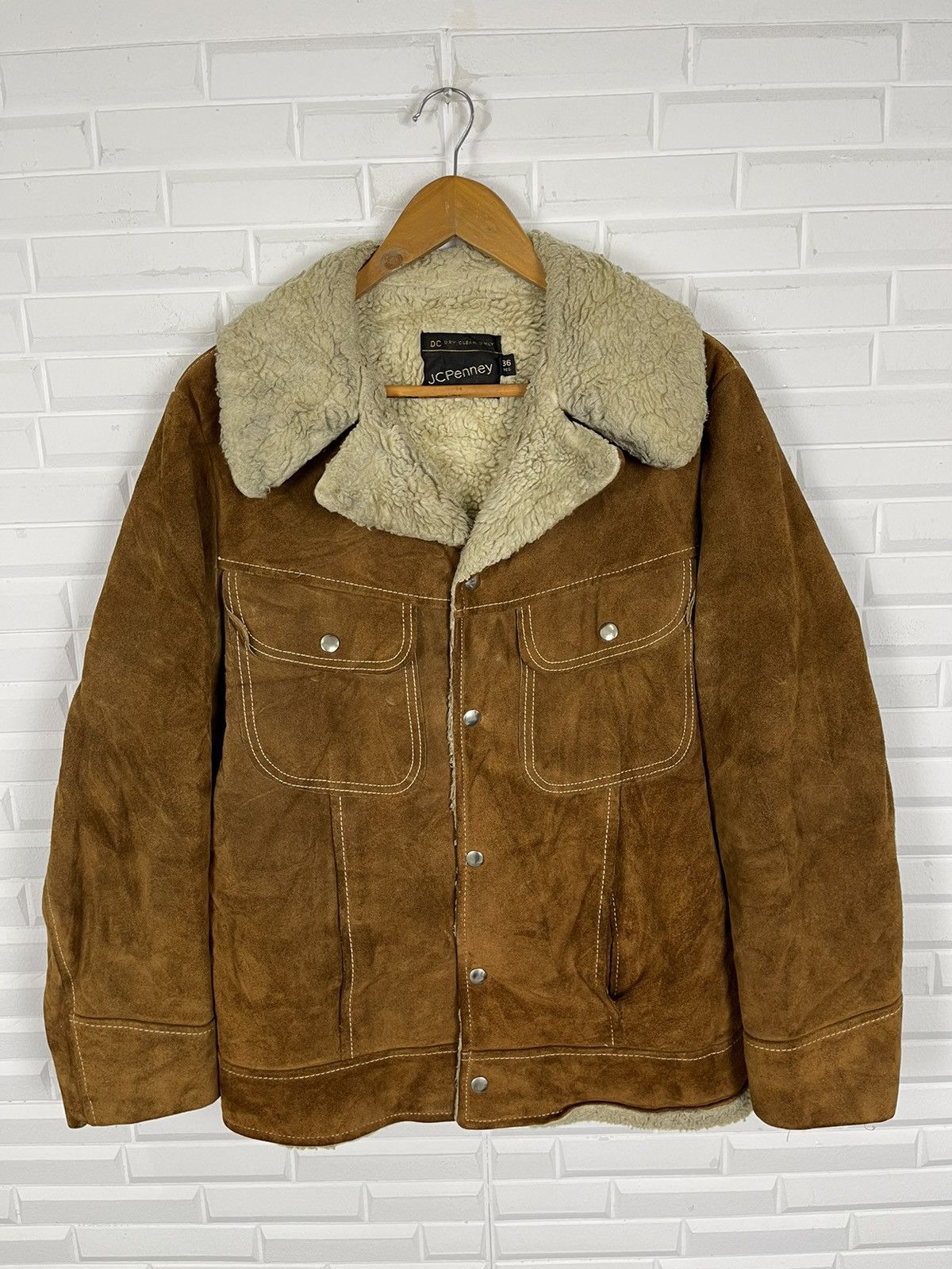 JCPenney TRUE VINTAGE 80’s SUEDE COWHIDE JC Penney SHEARLING JACKET Size US M / EU 48-50 / 2 - 1 Thumbnail