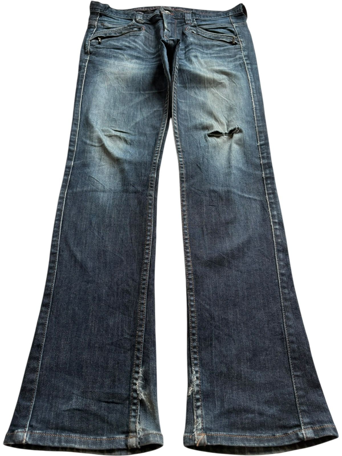 Designer × Japanese Brand Vintage Japanese Brand Distress Bootcut Flare Jeans Size US 32 / EU 48 - 1 Thumbnail