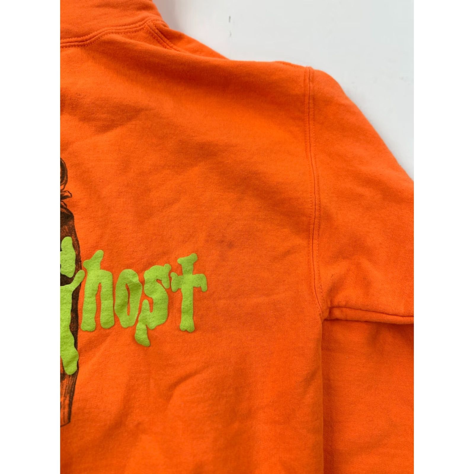Vintage Lonely Ghost Hoodie Sweatshirt Kangaroo Pocket Graphic Print Orange Medium Mens Size US M / EU 48-50 / 2 - 6 Thumbnail
