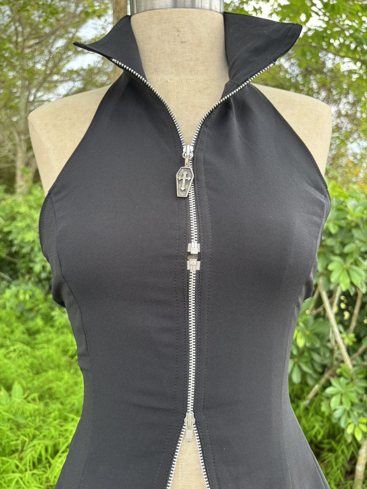 Japanese Brand Vintage Presence! Black Zipper Dress Size M / US 6-8 / IT 42-44 - 2 Thumbnail