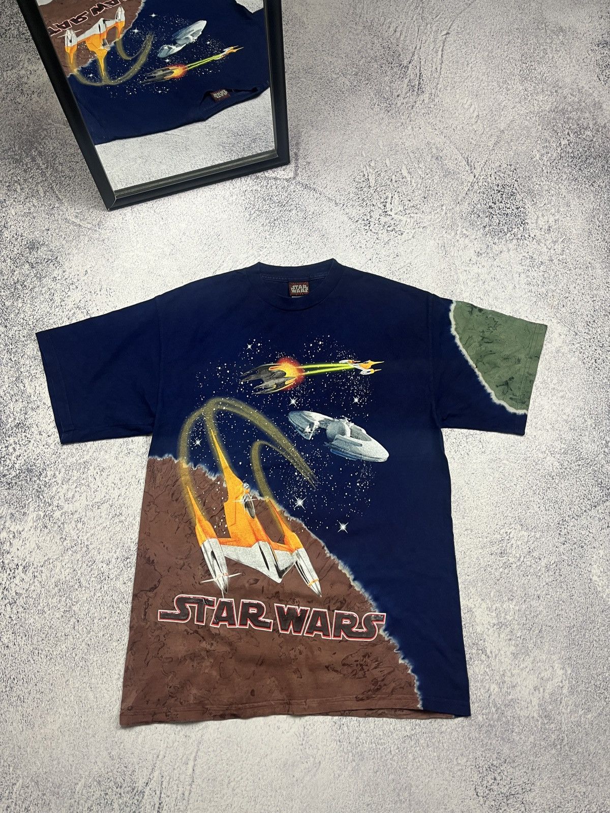 Star Wars × Vintage Vintage 90’s Star Wars Episode 1 Overprint Tie Dye T Shirt Size US L / EU 52-54 / 3 - 1 Thumbnail