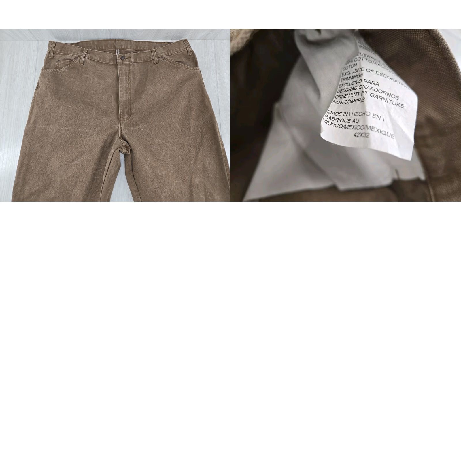 Dickies VINTAGE Dickies Pants Mens 42x32 Brown Baggy Canvas Carpenter Workwear Rugged Cotton Pants Regular Brown Mens 42 Inseam 32 Size US 42 / EU 58 - 8 Thumbnail