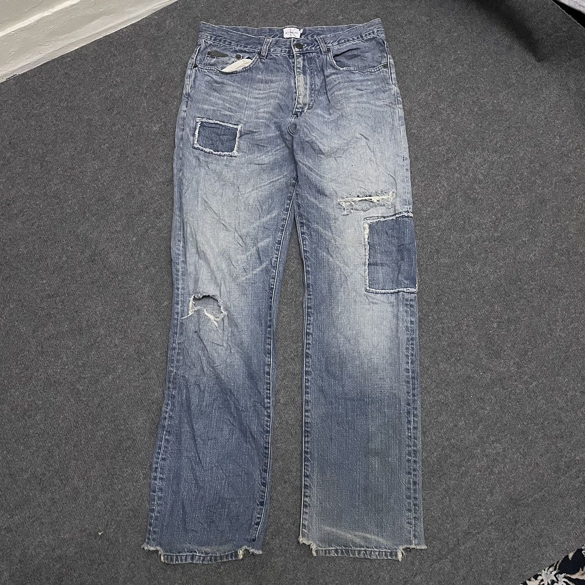 Calvin Klein 90s CK Distressed Denim Patchwork Kapital Style Size US 32 / EU 48 - 1 Thumbnail