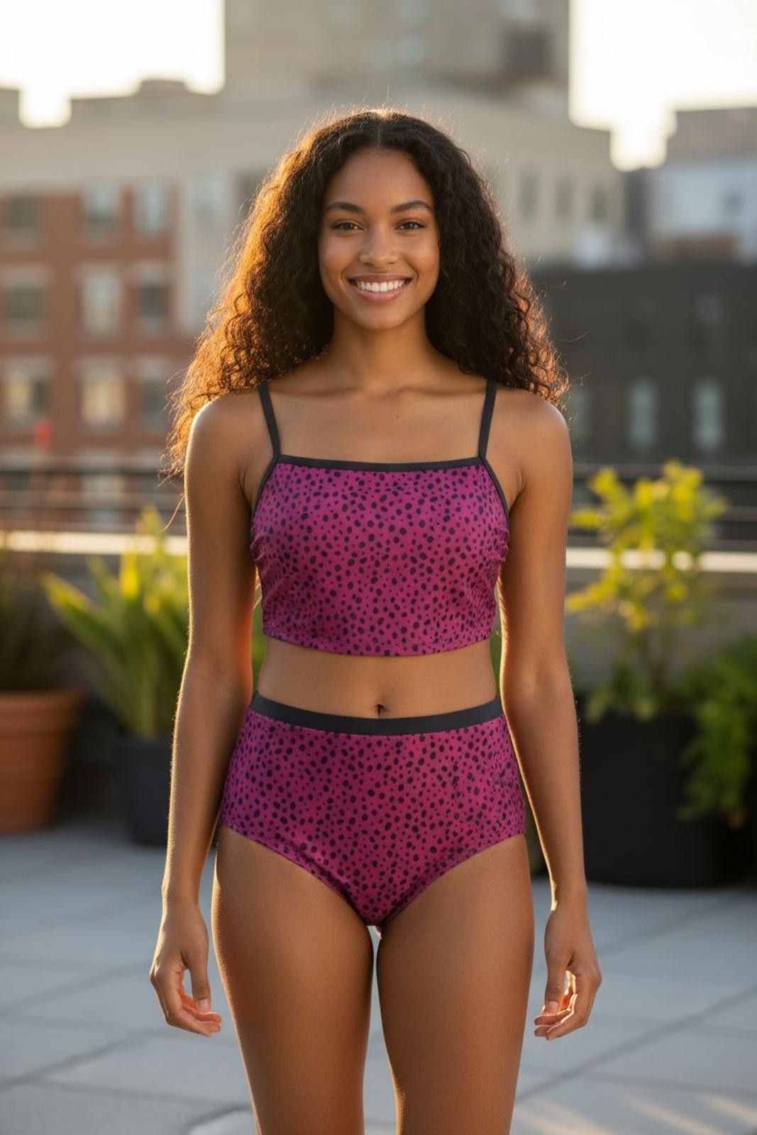Designer All in Motion 2-Piece High-Waist Bikini Set - Purple w Black Size ONE SIZE - 2 Thumbnail
