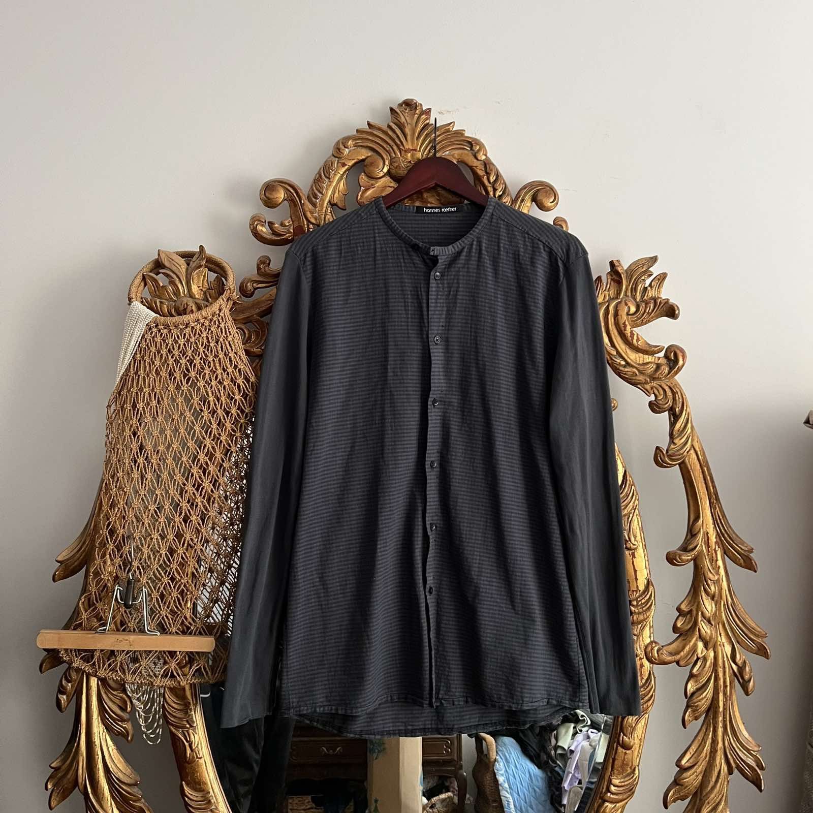 hannes roether Hannes Roether Men Black Avant Garde Button Up Shirt Size US M / EU 48-50 / 2 - 1 Thumbnail