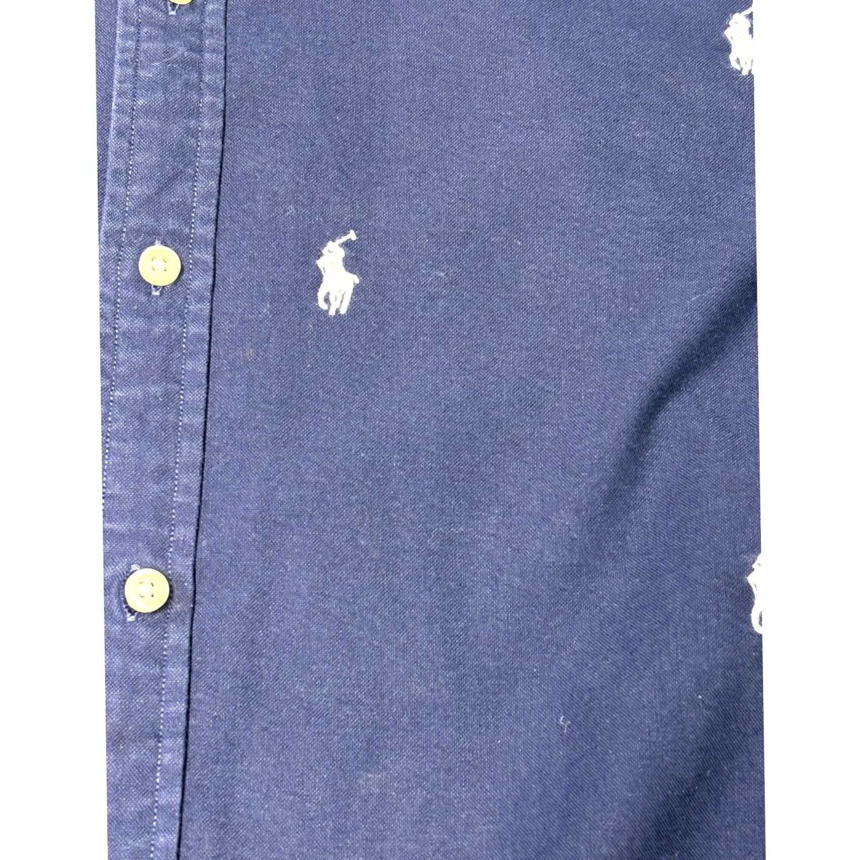 Polo Ralph Lauren Polo Ralph Lauren Mens Navy Slim Fit Oxford Shirt All Over Pony Logo L Size US L / EU 52-54 / 3 - 2 Thumbnail