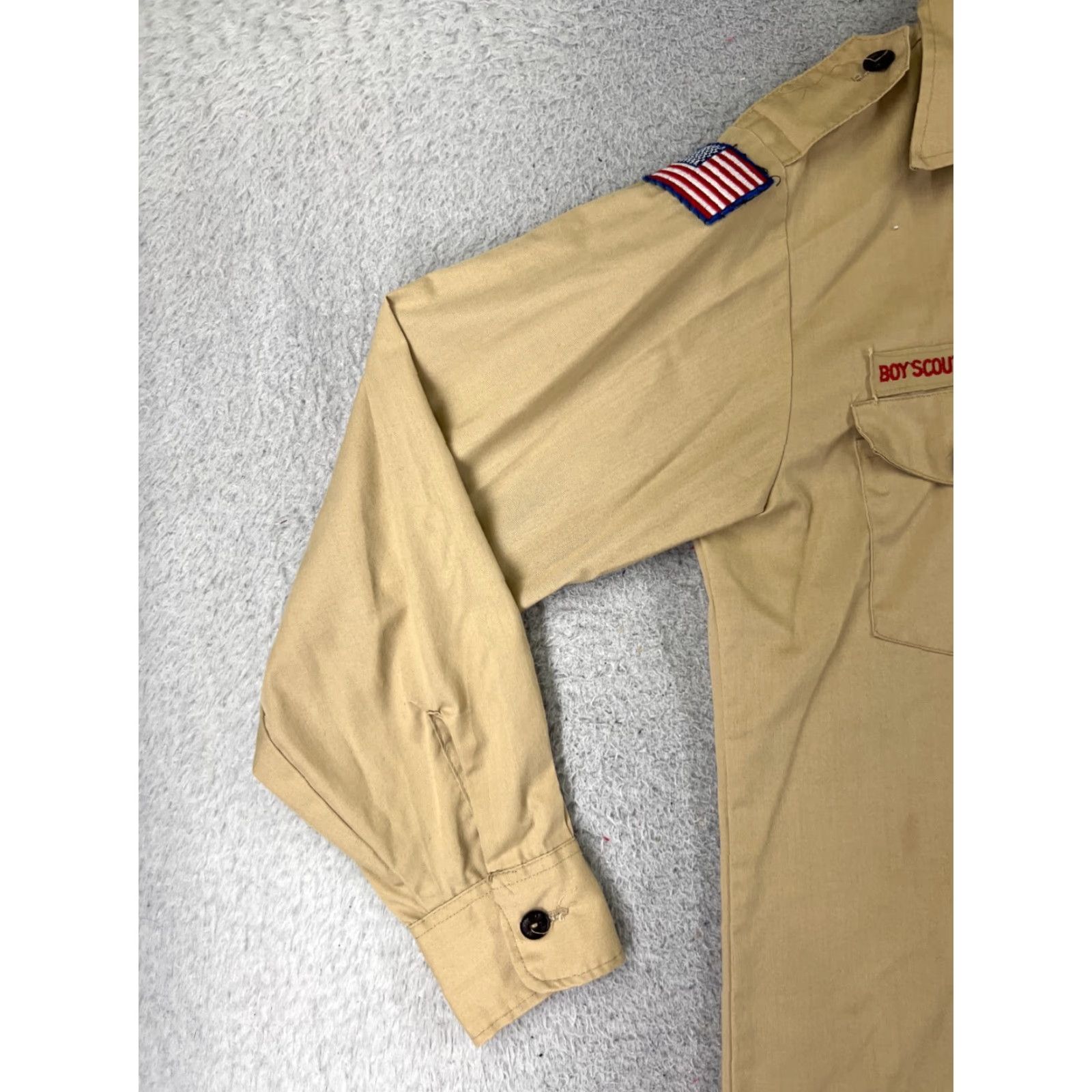 Vintage VINTAGE Boy Scouts Shirt Adult 16 Beige Long Sleeve US Made Polyester Blend Shirts Men Beige 1960s (if applicable) Size US L / EU 52-54 / 3 - 4 Thumbnail