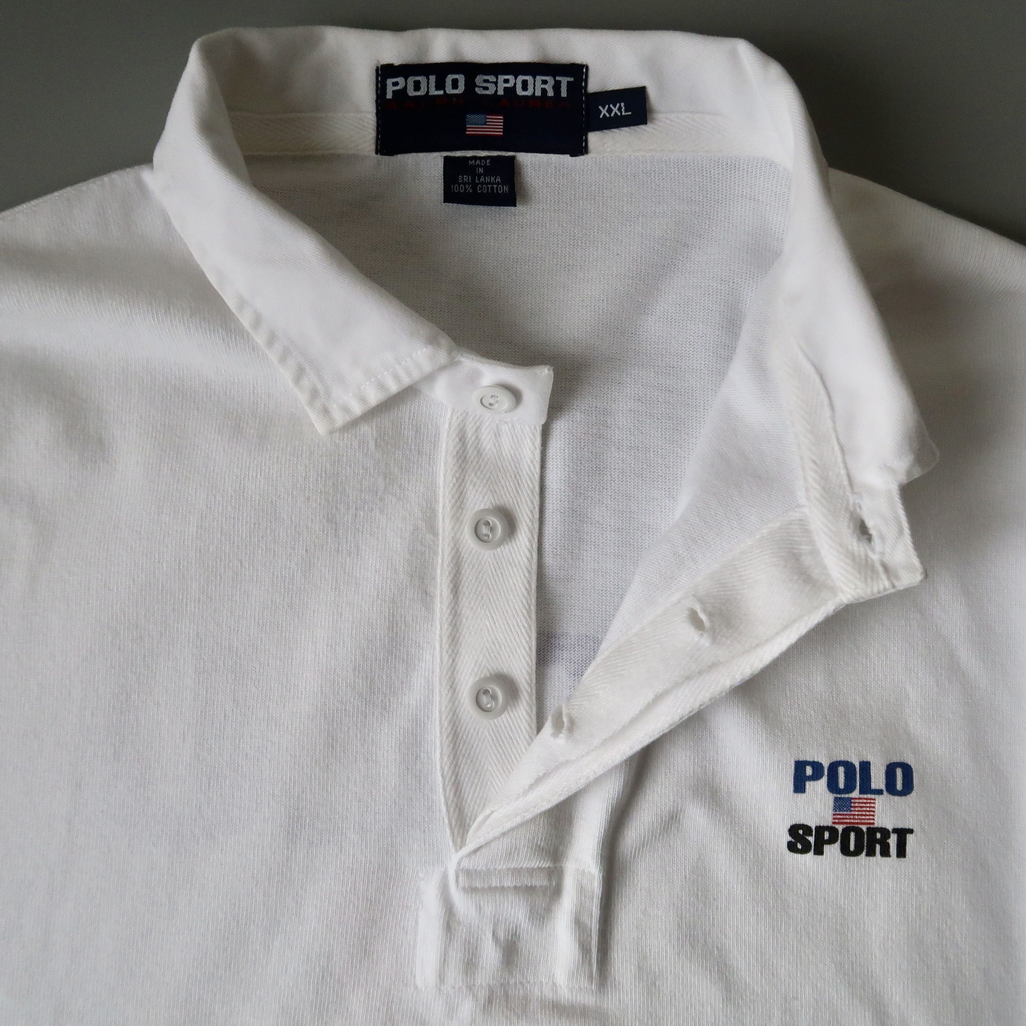 Polo Ralph Lauren VTG 1990s POLO SPORT script back print all white rugby shirt Size US XXL / EU 58 / 5 - 4 Thumbnail