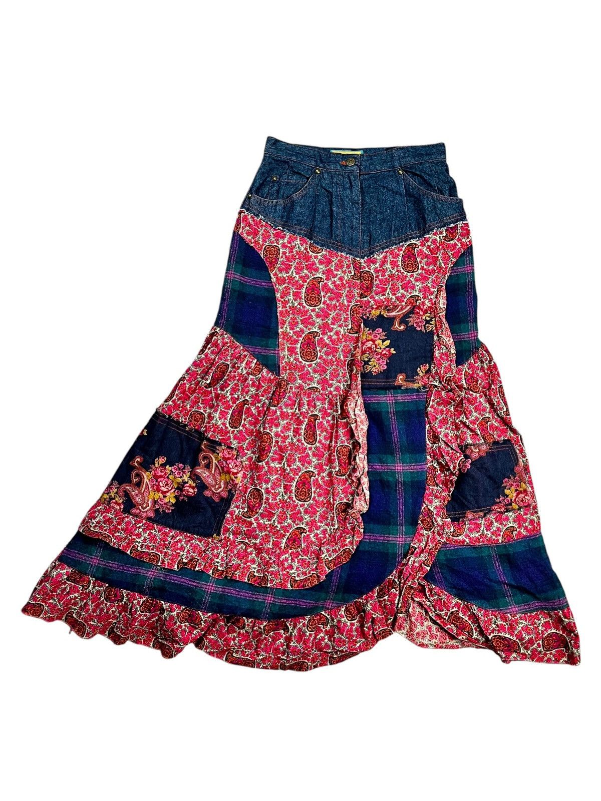 Angel Blue 2000s Bettys Blue - Fantasy Floral Ruffle Skirt Size 28" / US 6 / IT 42 - 1 Thumbnail