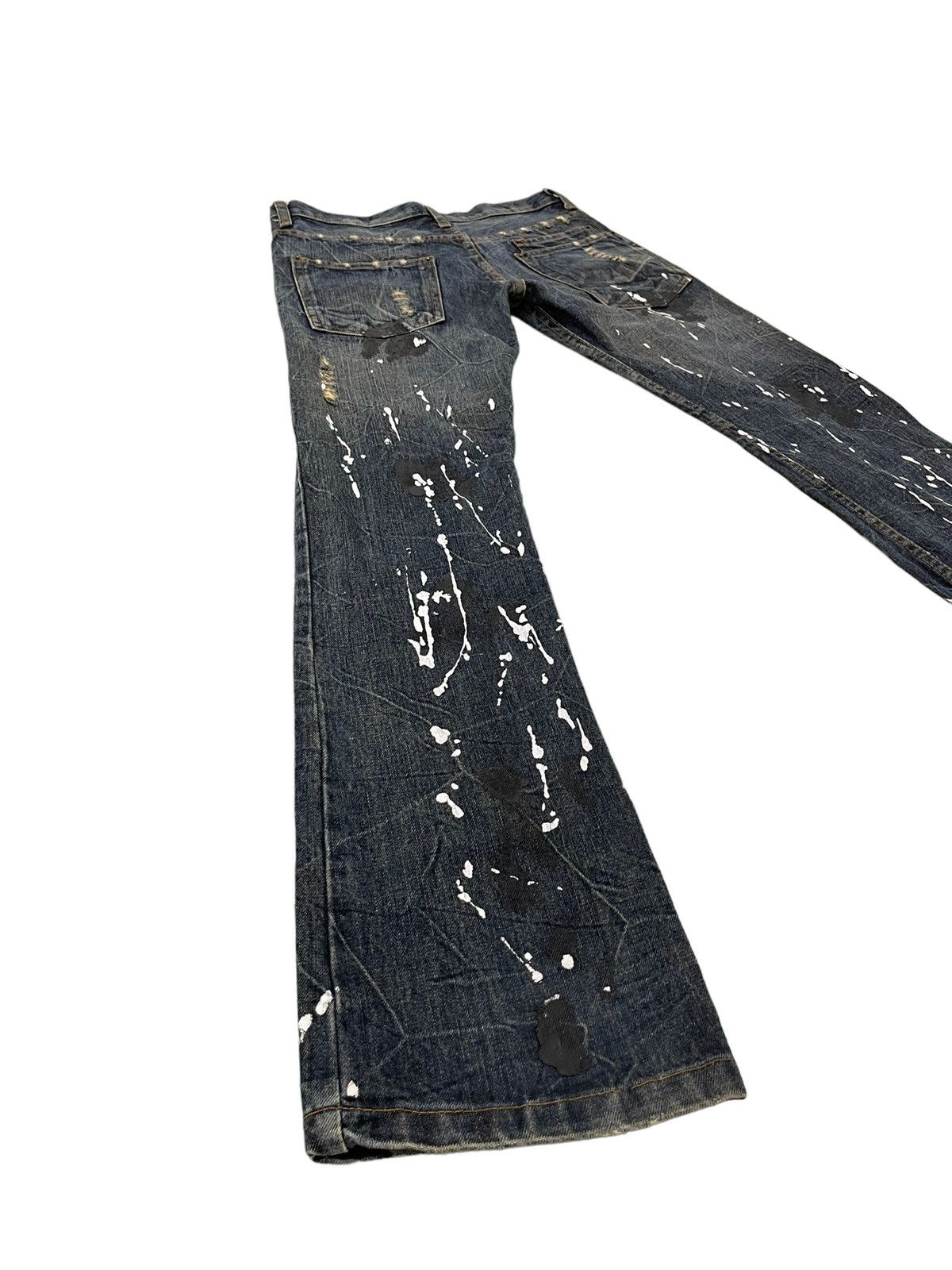 Japanese Brand Flare Jeans Glad News Distress Paint Splash Low Rise 7🟦4 Size US 32 / EU 48 - 13 Thumbnail