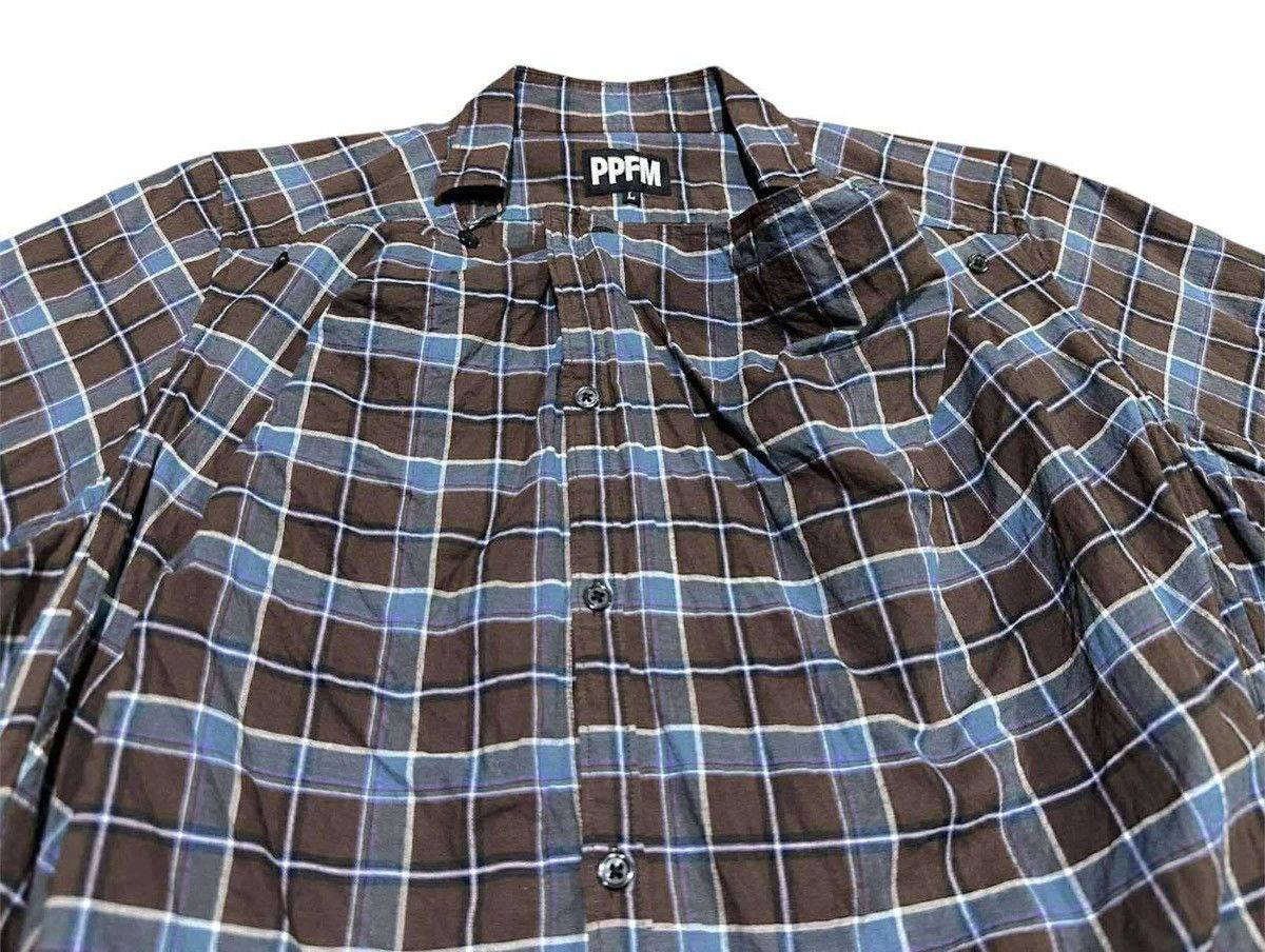 PPFM 🔥Sick Y2K PPFM Draped Asymmetric Flannel Shirt Size US L / EU 52-54 / 3 - 6 Thumbnail