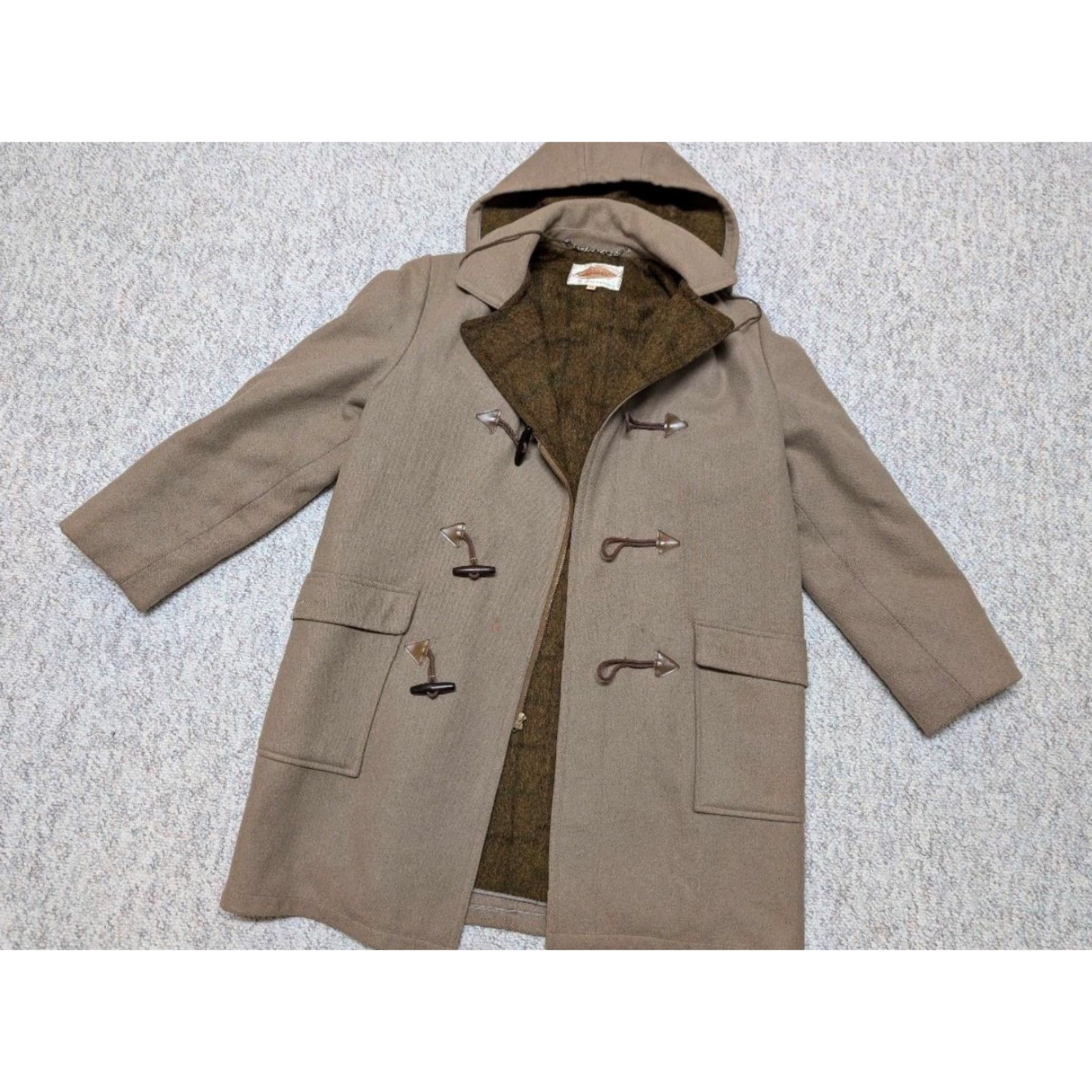 Vintage VINTAGE Lakeland Duffle Coat Wool Mohair Lined M Brown Tan HOODED 40-42 Mens Size US M / EU 48-50 / 2 - 5 Thumbnail